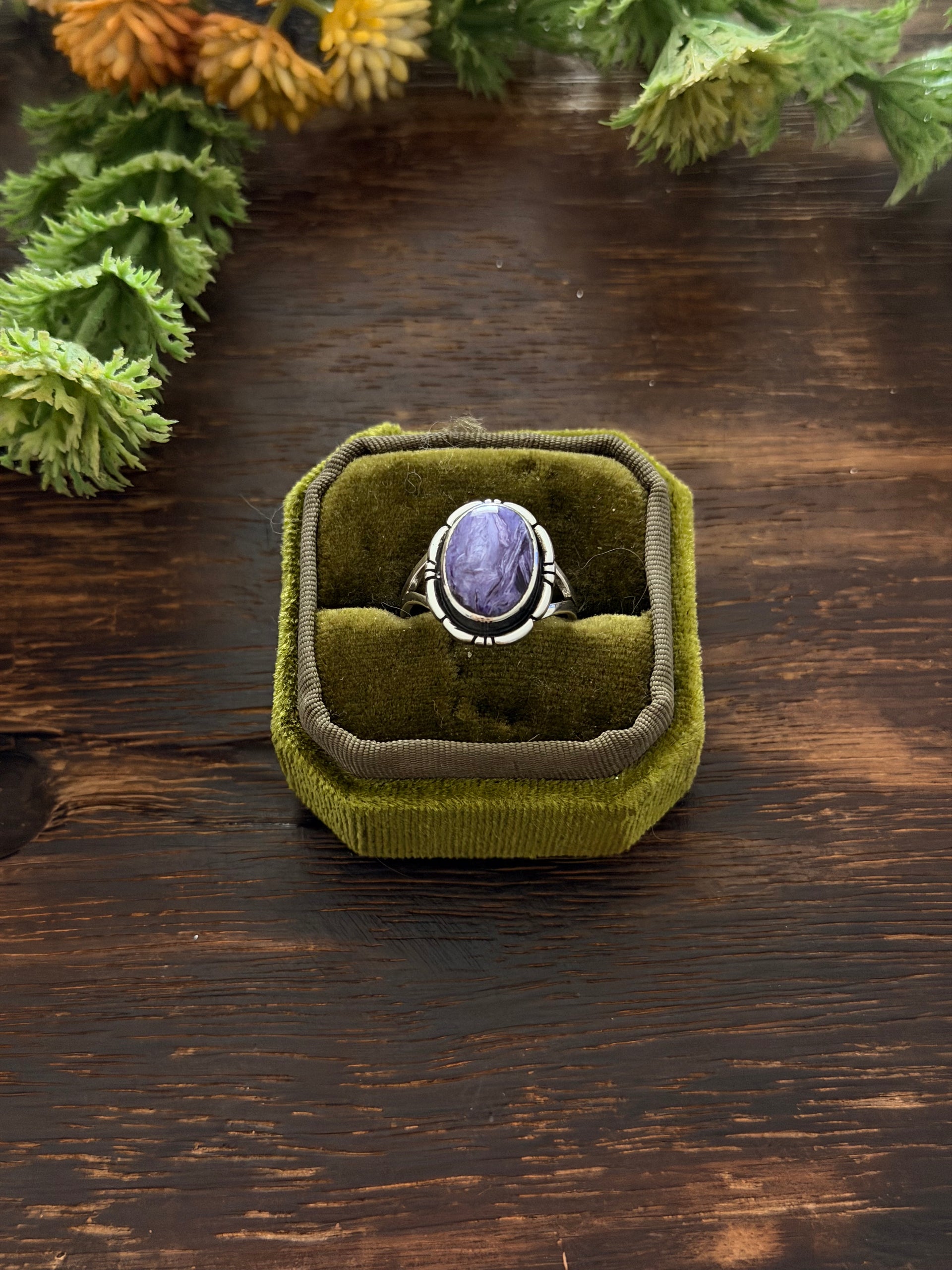 Navajo Made Charoite & Sterling Silver Ring