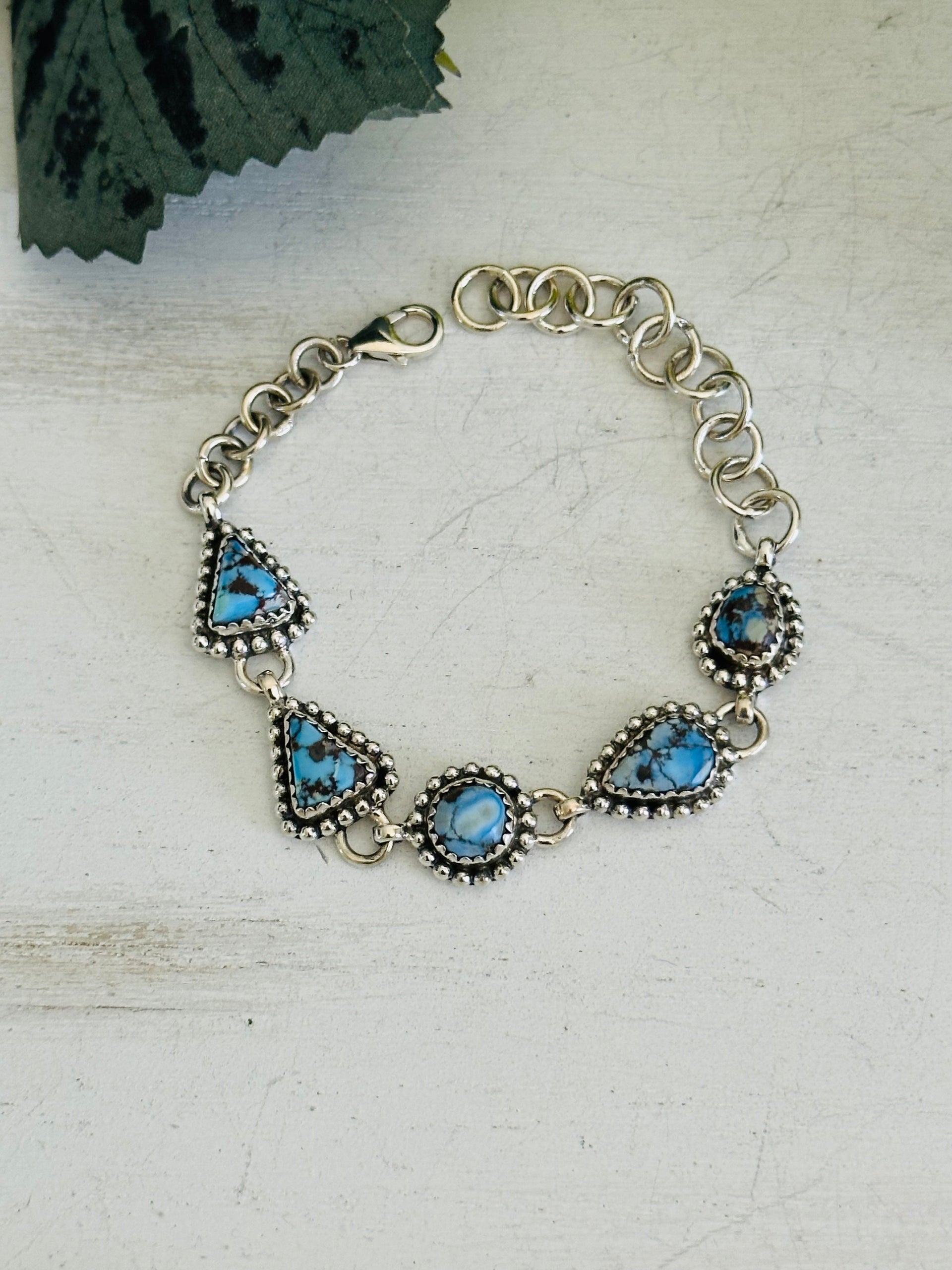 Southwest Made Golden Hills Turquoise & Sterling Silver Bracelet
