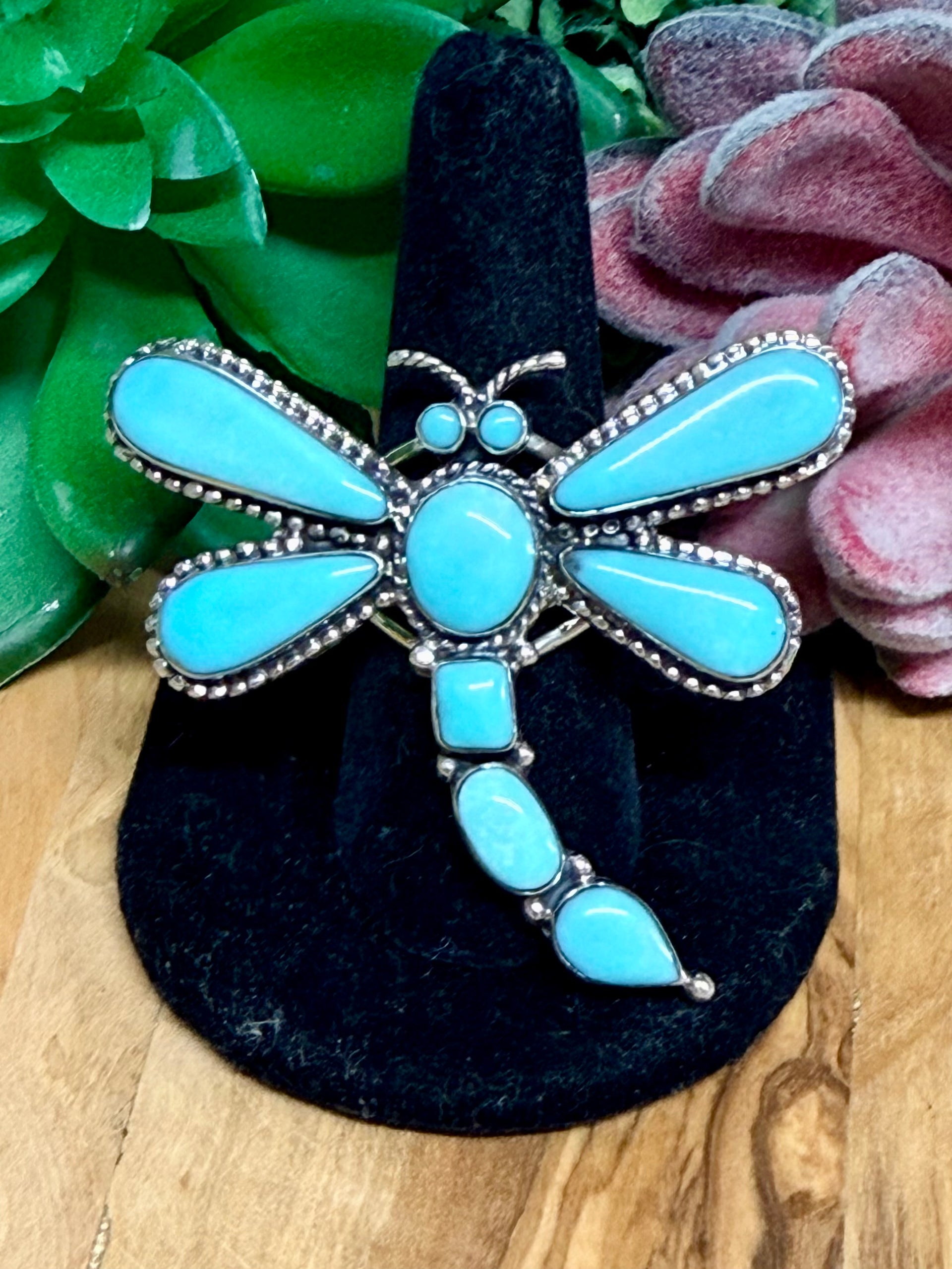 Southwest Handmade Turquoise & Sterling Silver Ring Size 8.5
