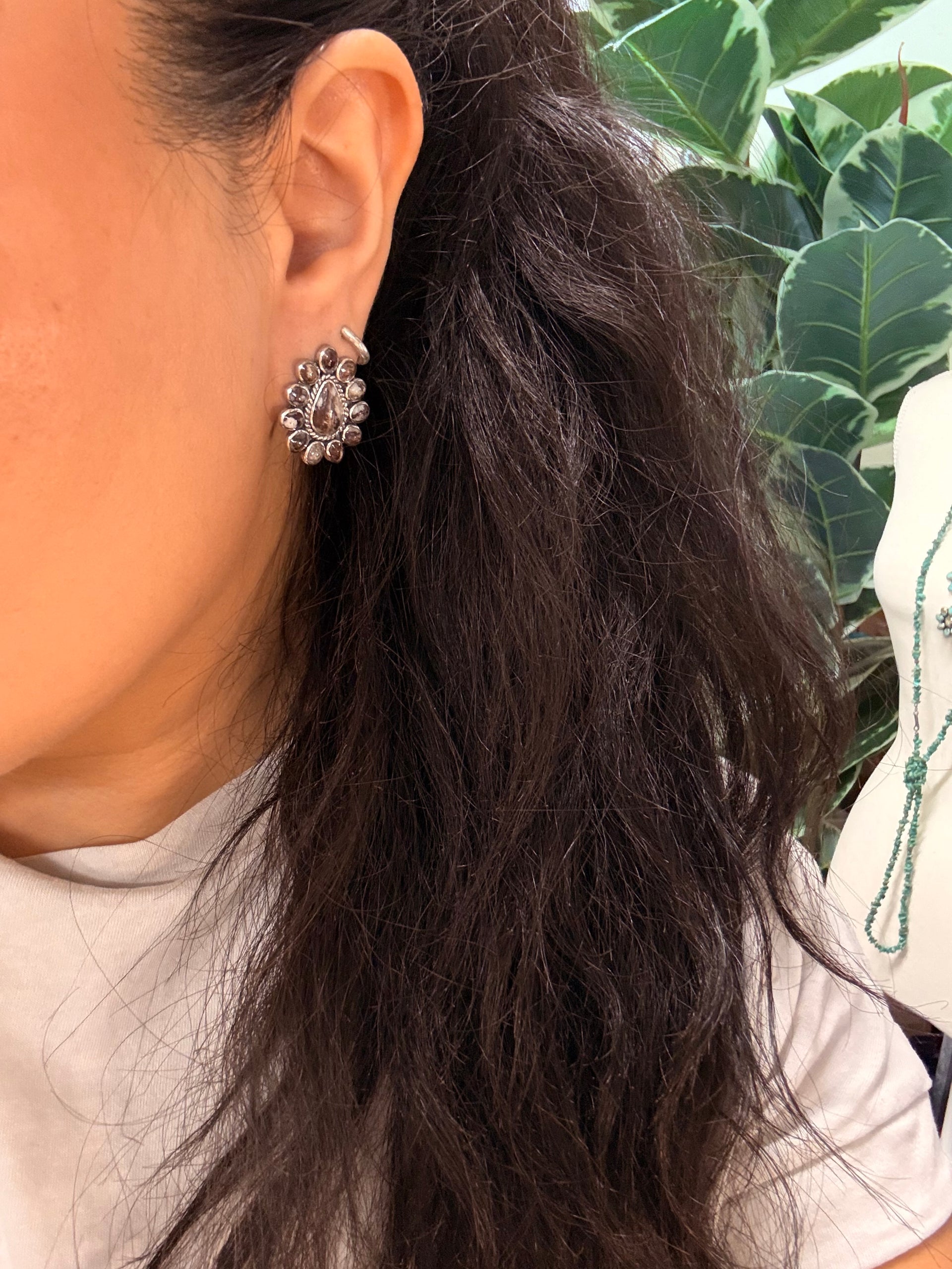 Southwest Handmade Wild Horse & Sterling Silver Post Earrings