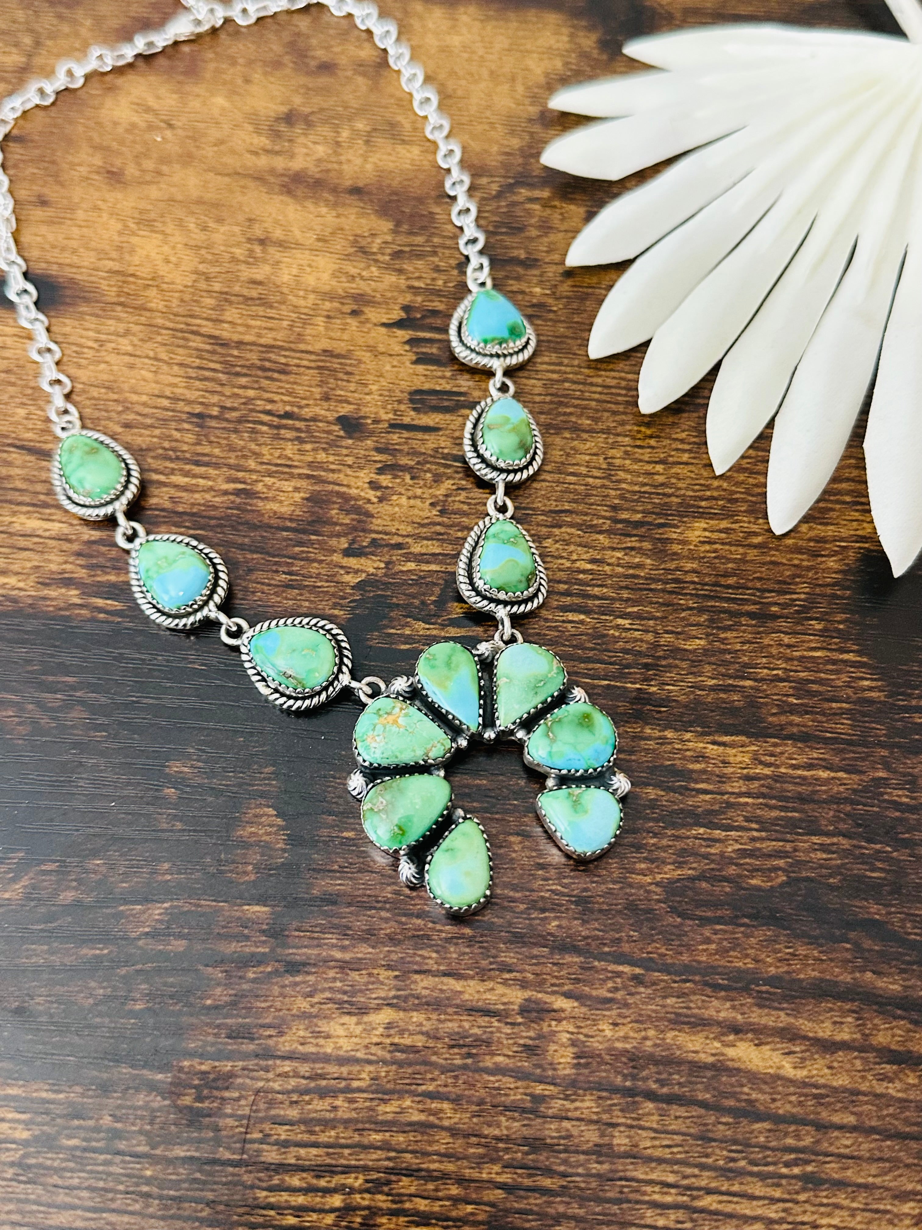 TTD “Katie” Sonoran Mountain Turquoise & Sterling Silver Cluster Naja Necklace