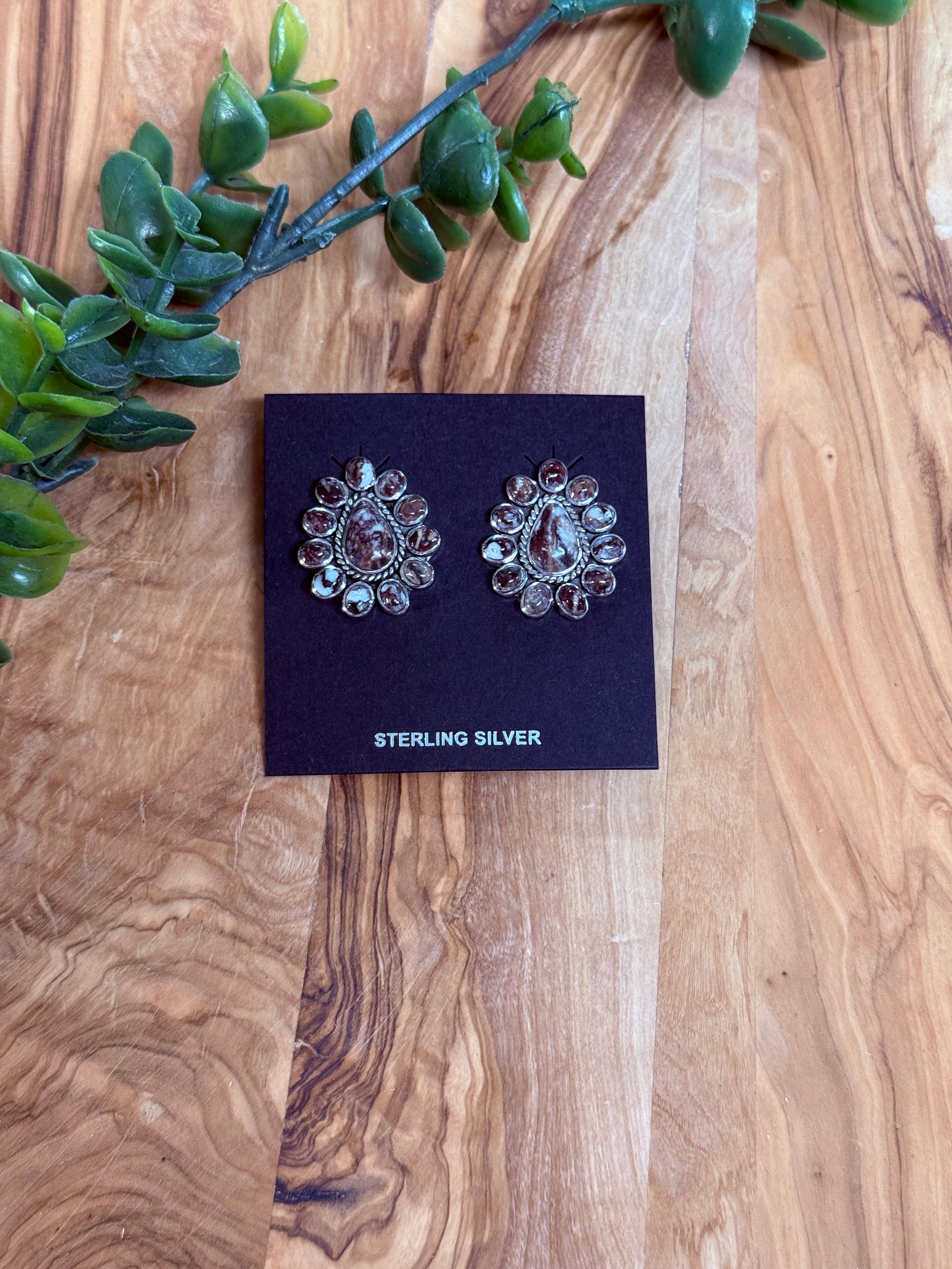 Southwest Handmade Wild Horse & Sterling Silver Post Earrings