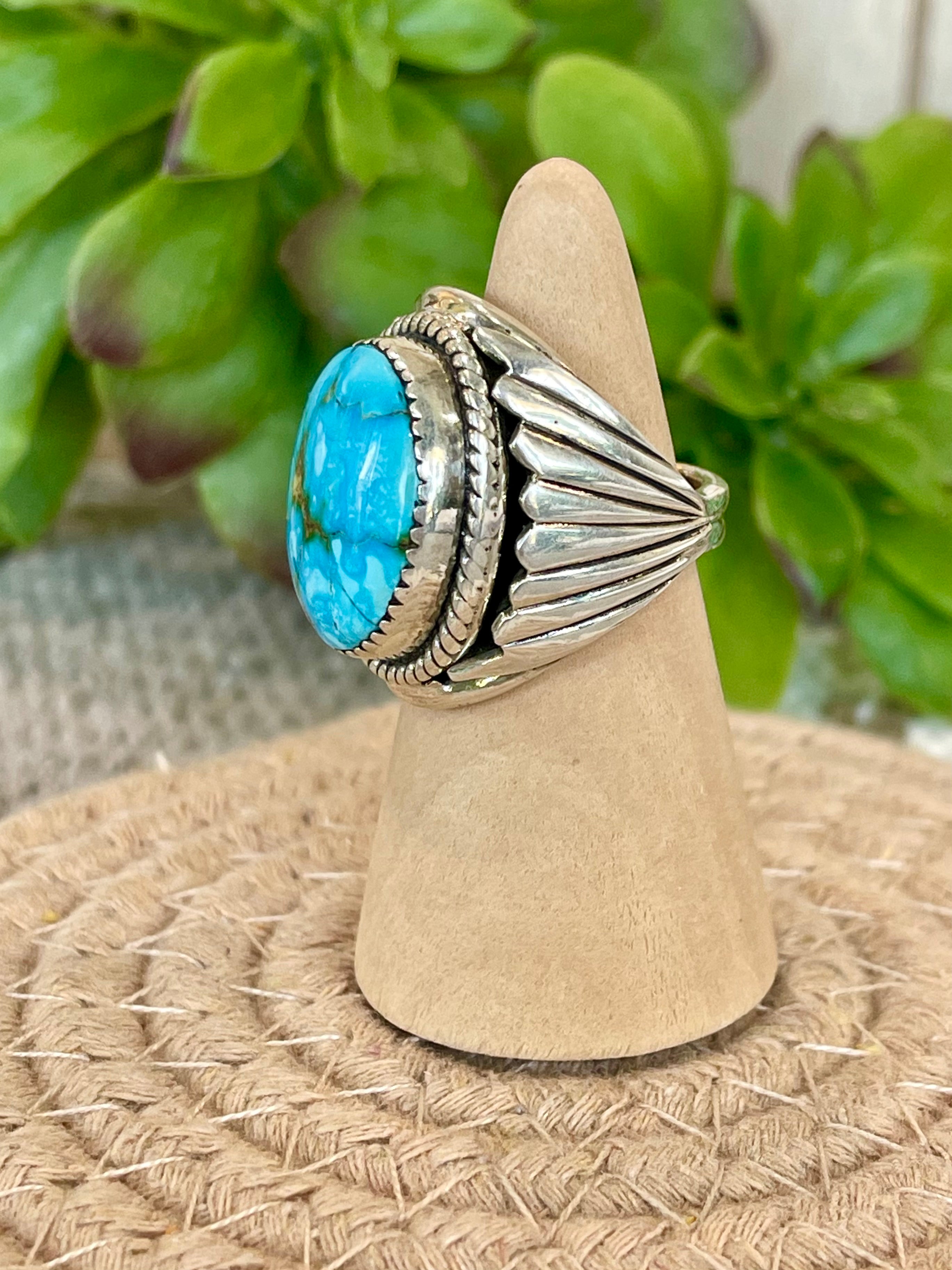 Southwest Handmade Sonoran Mountain Turquoise & Sterling Silver Size 7.25 Ring