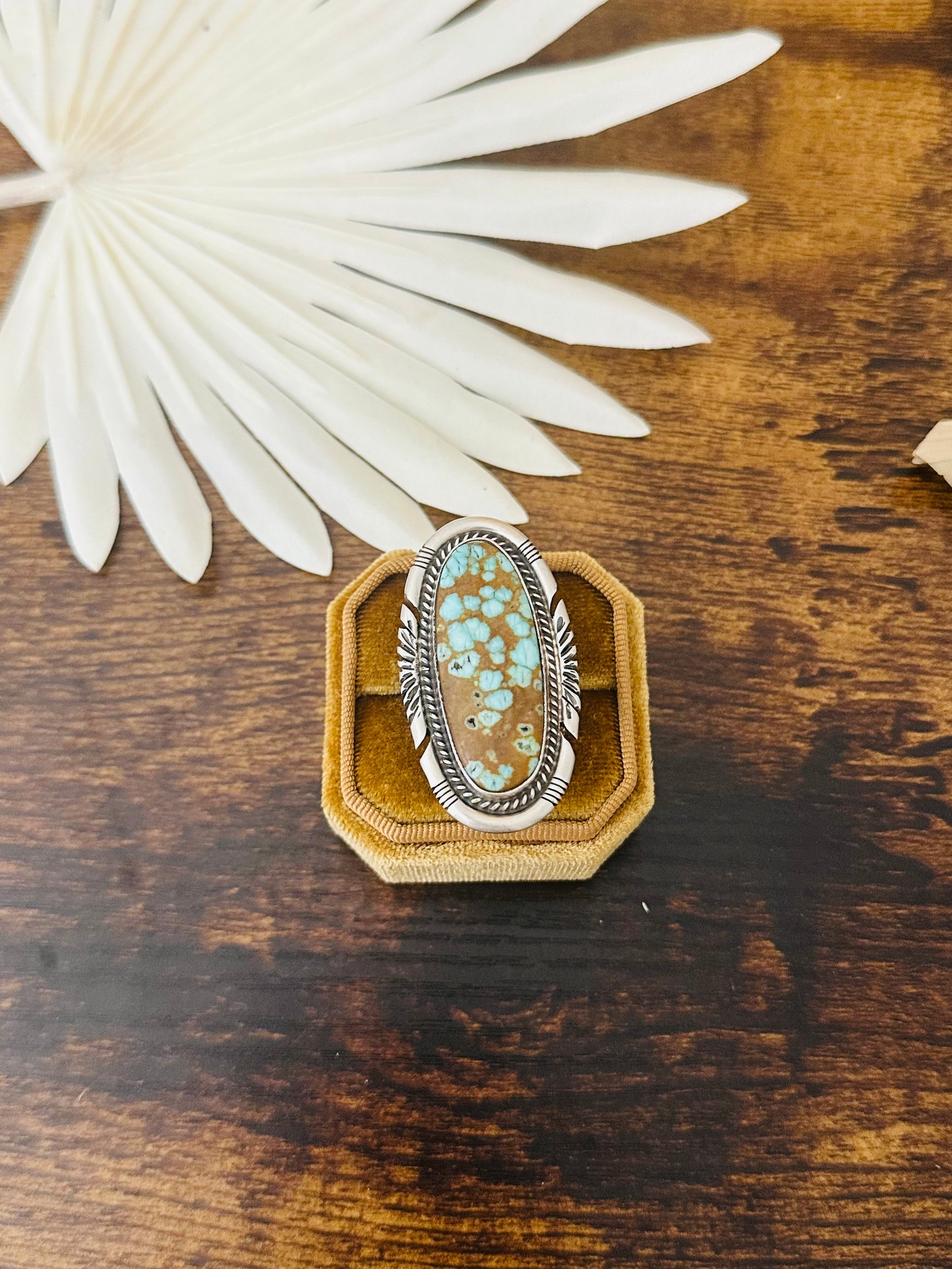 Navajo Number #8 Turquoise & Sterling Silver Ring Size 7