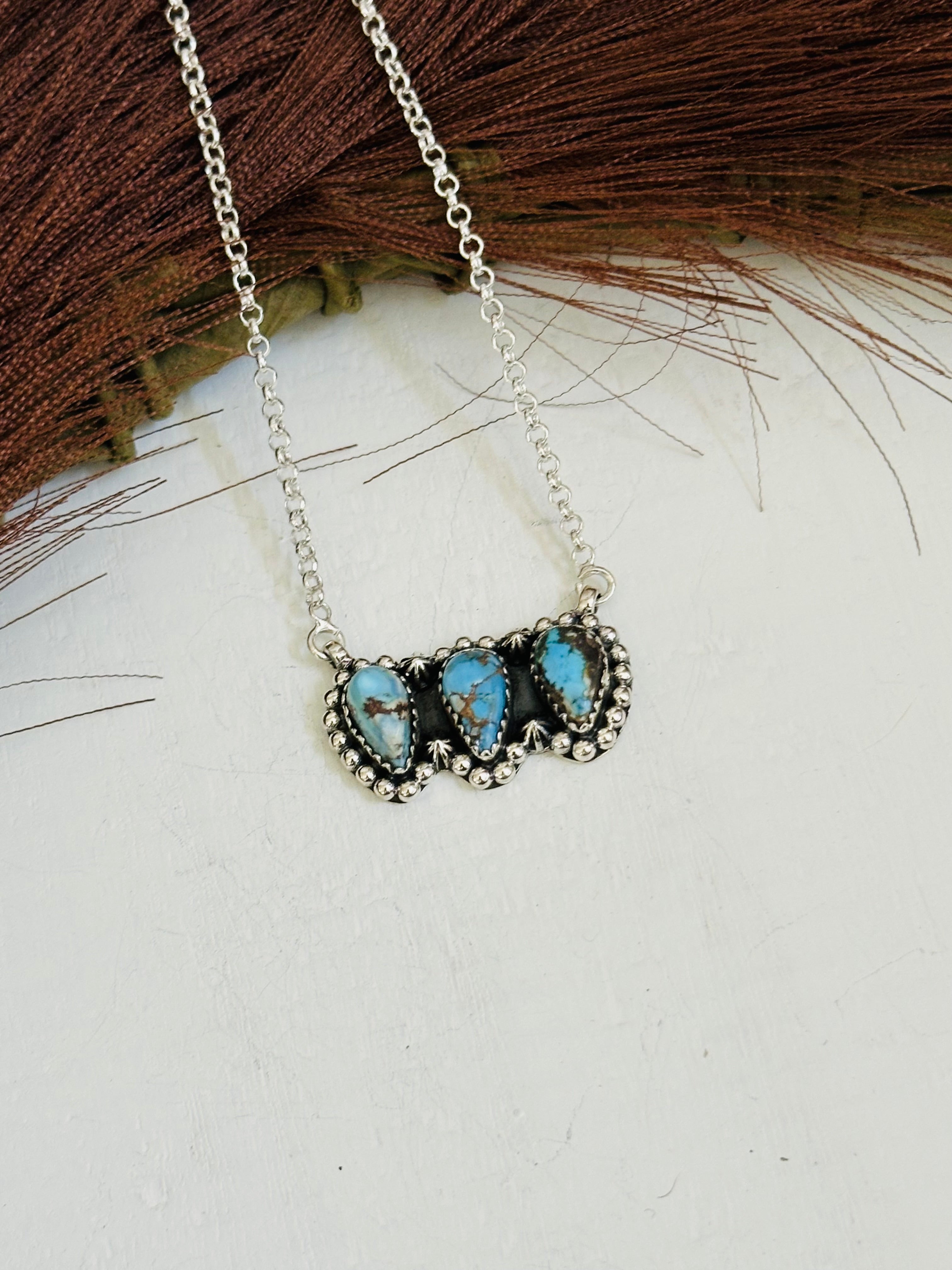 TTD “Array” Golden Hills Turquoise & Sterling Silver Necklace