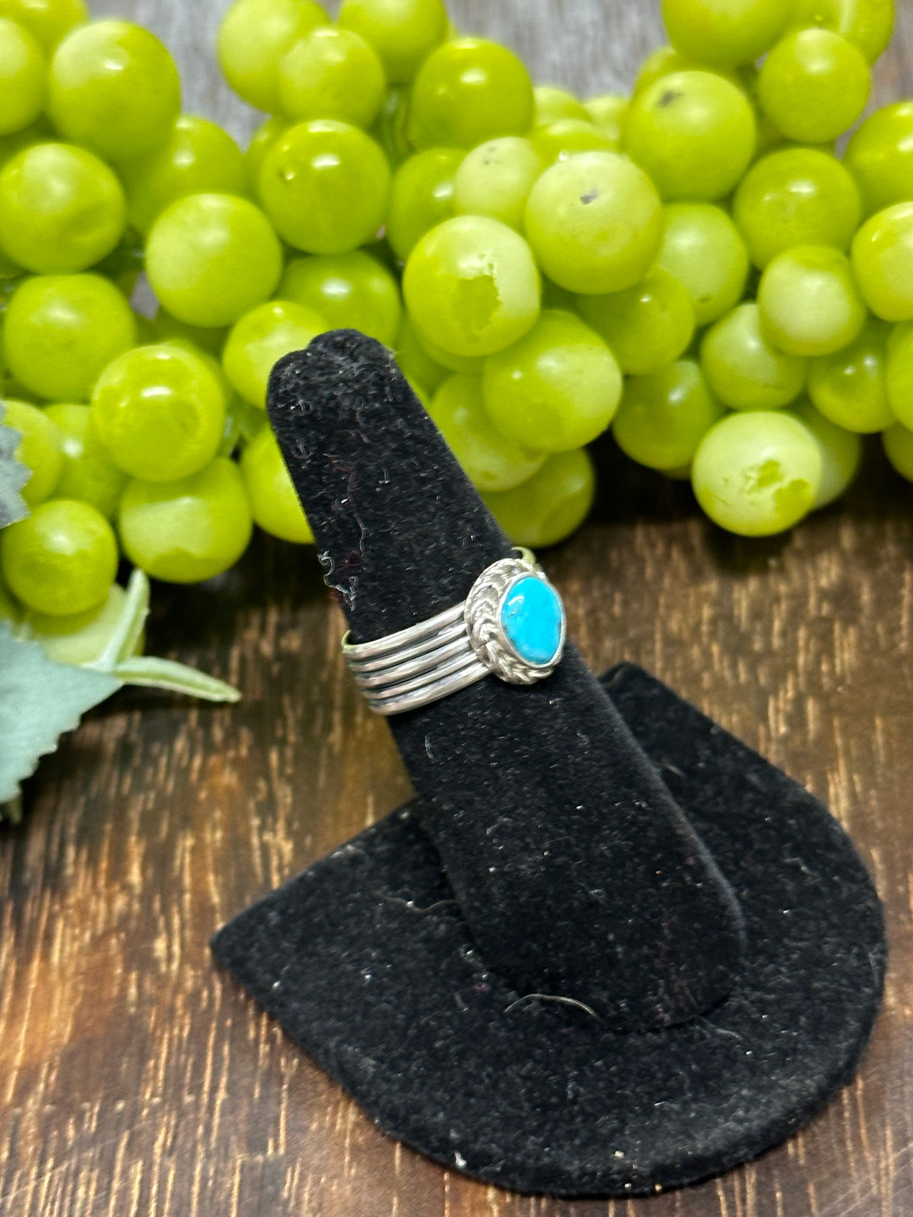 Navajo Made Kingman Turquoise & Sterling Silver Ring