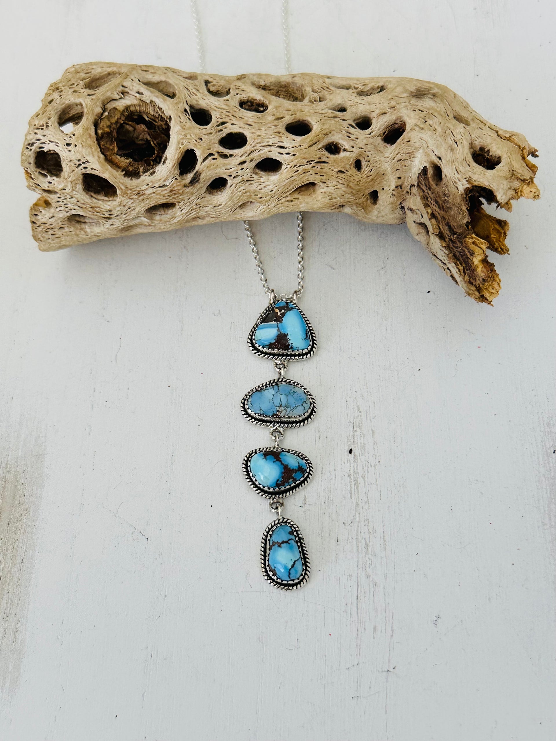 Southwest Handmade Golden Hills Turquoise & Sterling Silver Necklace