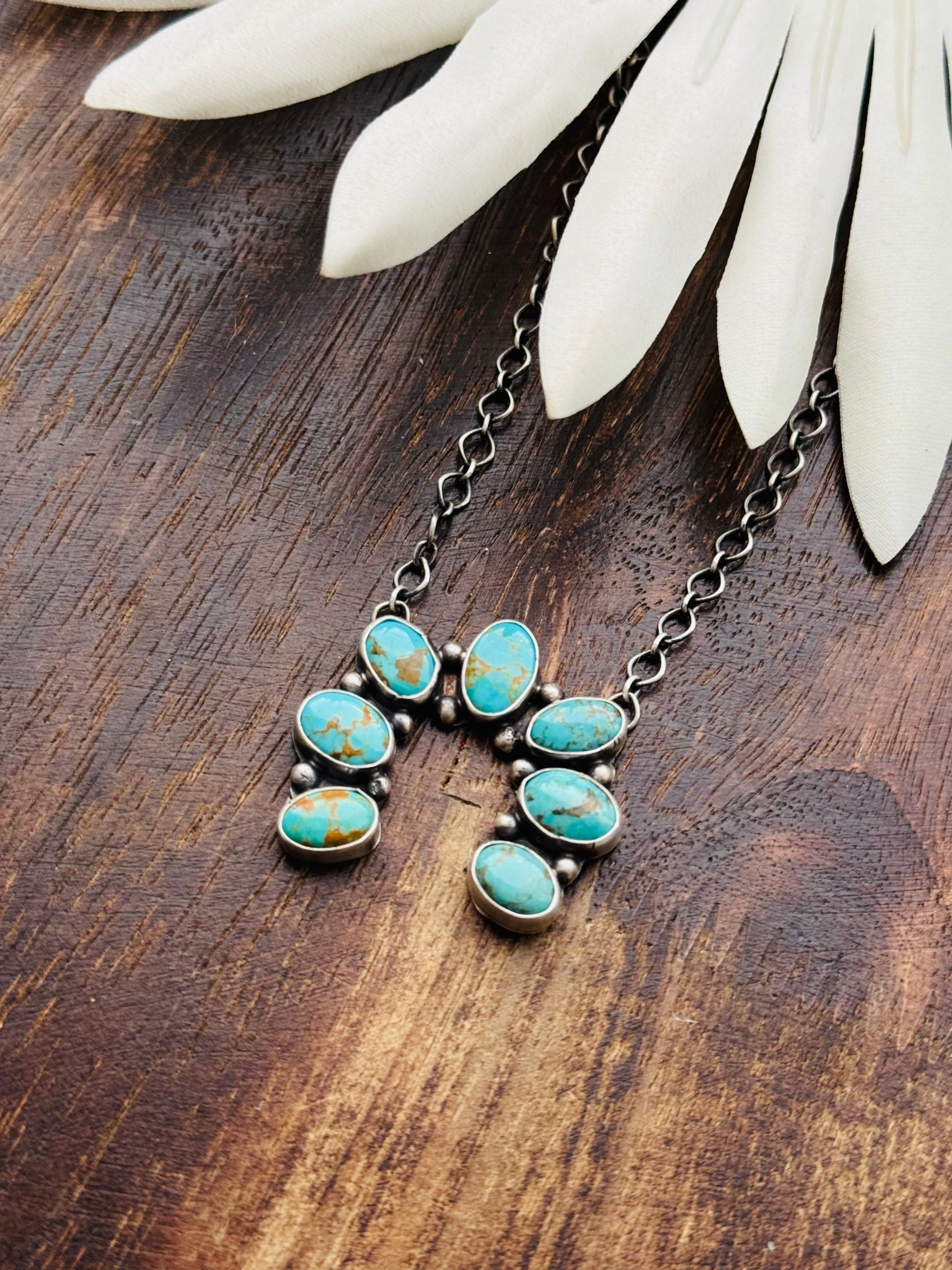 Sheila Tso Kingman Turquoise & Sterling Silver Naja Necklace