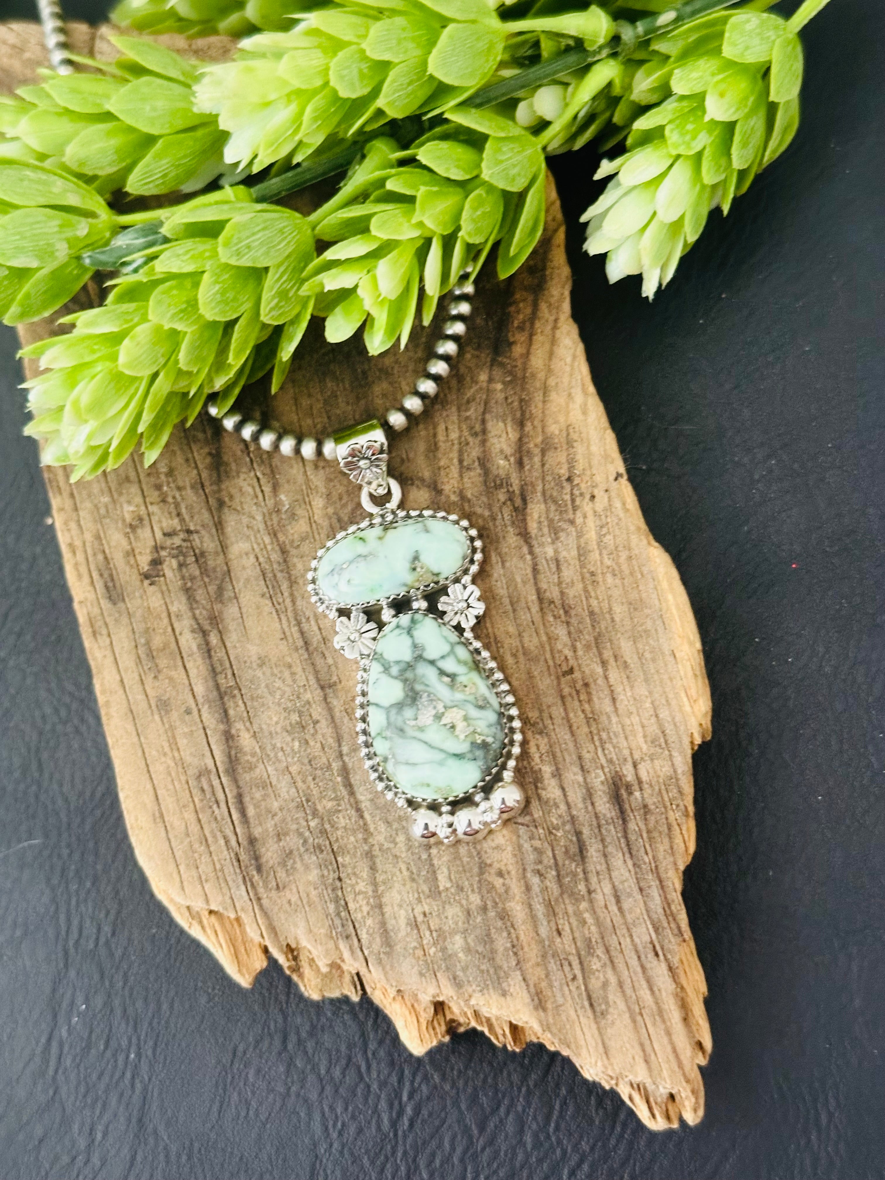 Southwest Palomino Variscite & Sterling Silver Pendant