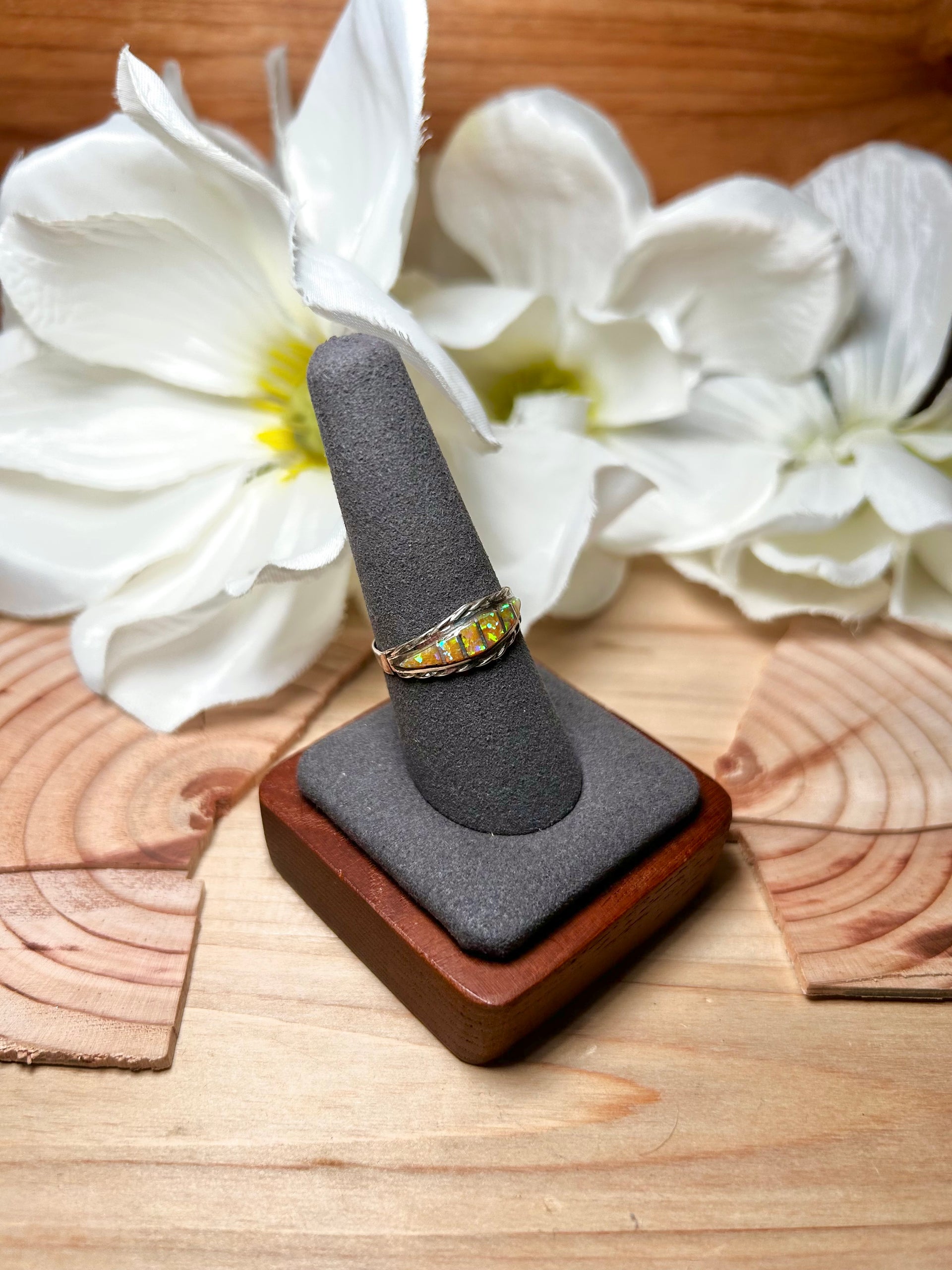 Navajo Made Opal & Sterling Silver Ring