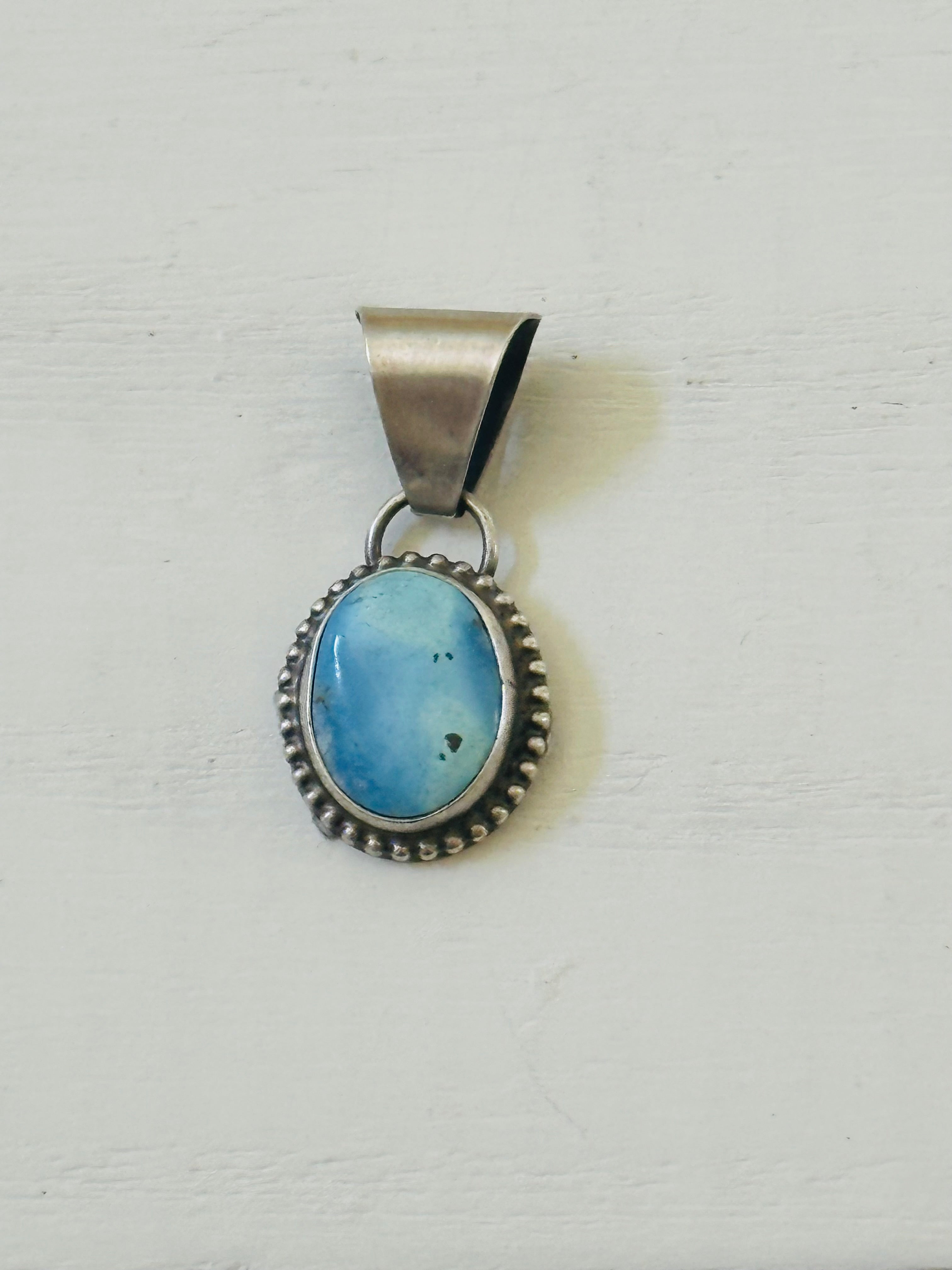 Navajo Made Golden Hills Turquoise & Sterling Silver Pendant