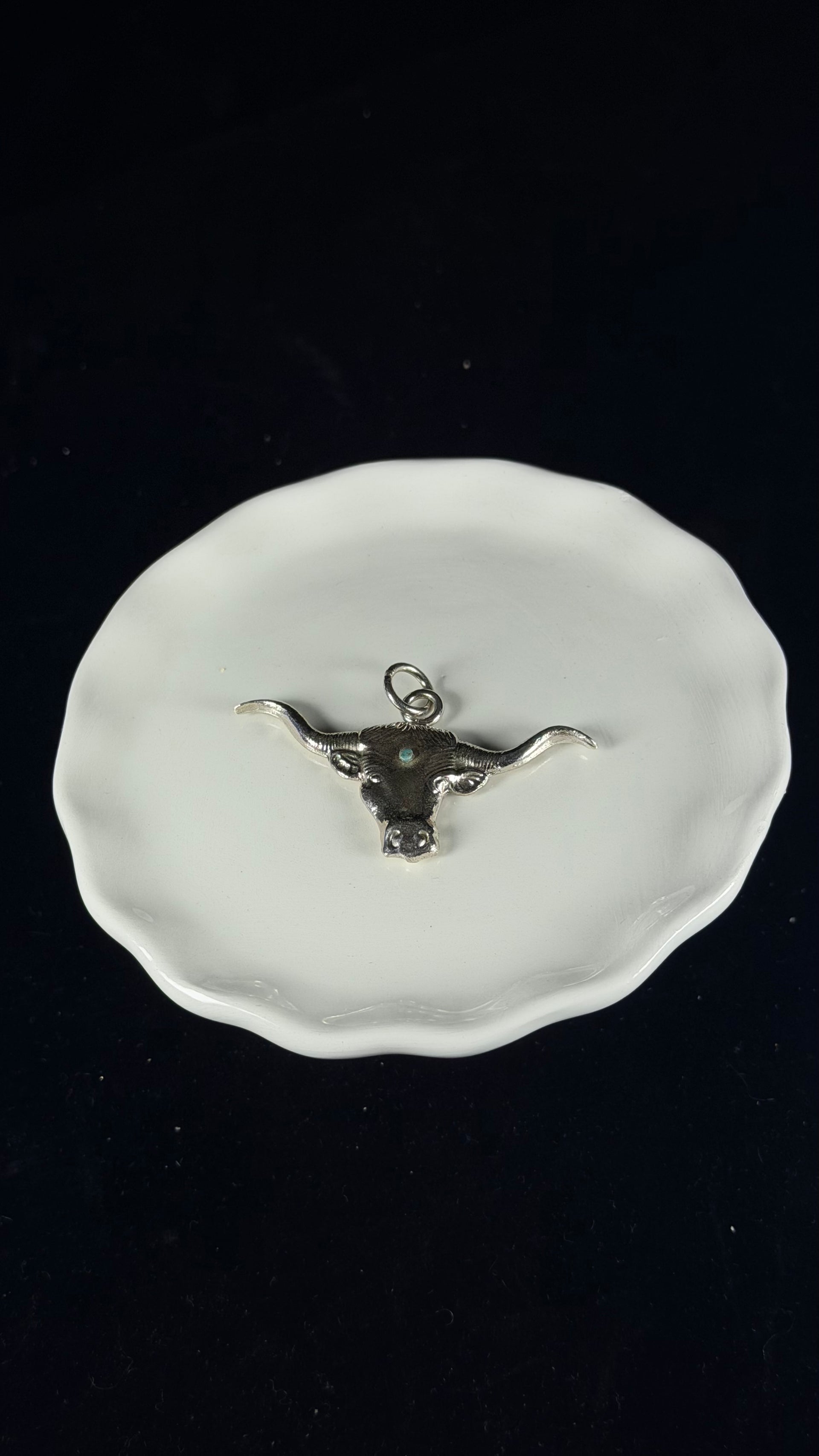 Verick Laweeka Kingman Turquoise & Sterling Silver Long Horn Pendant