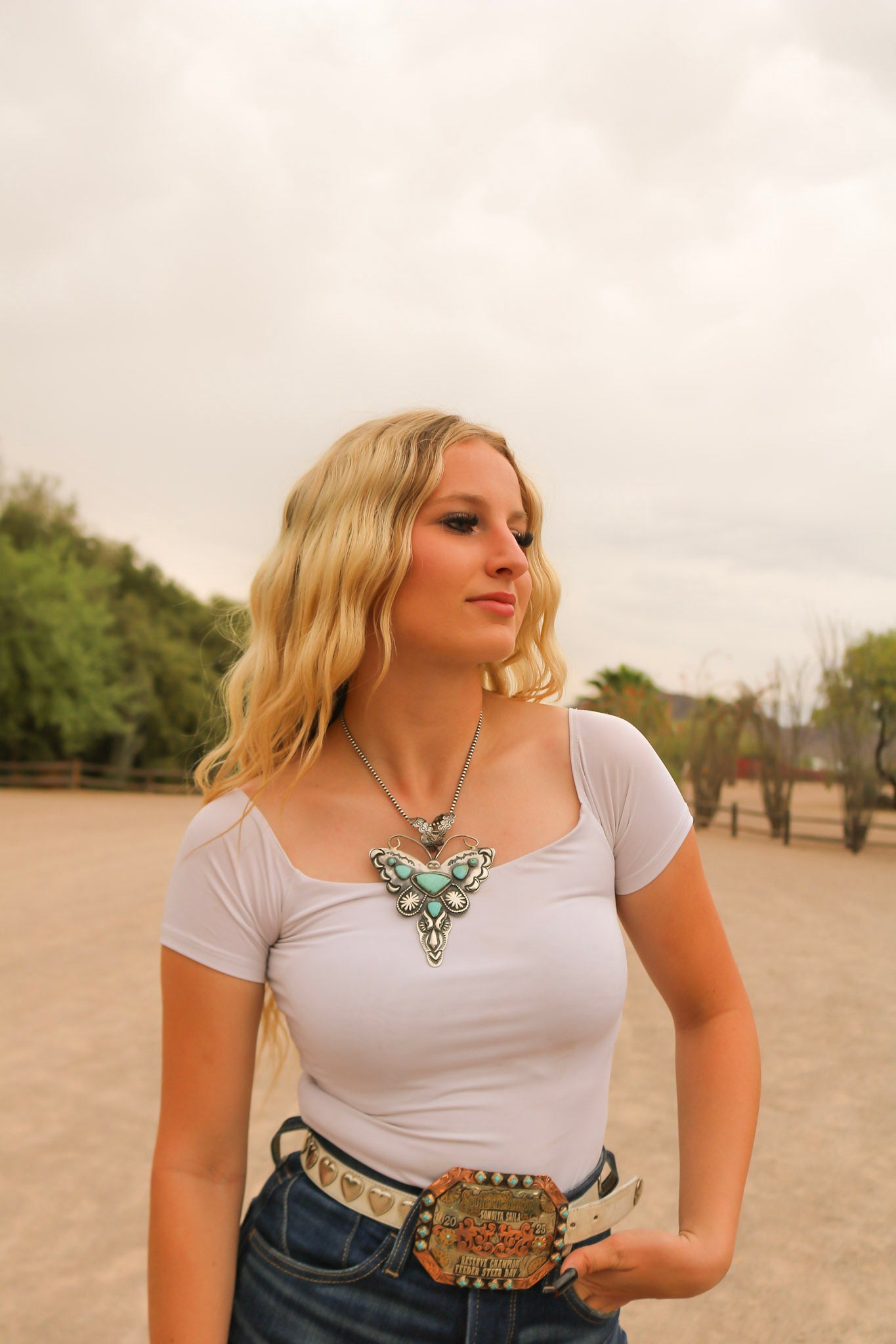 Richard Yazza Kingman Turquoise & Sterling Silver Dragonfly Pendant