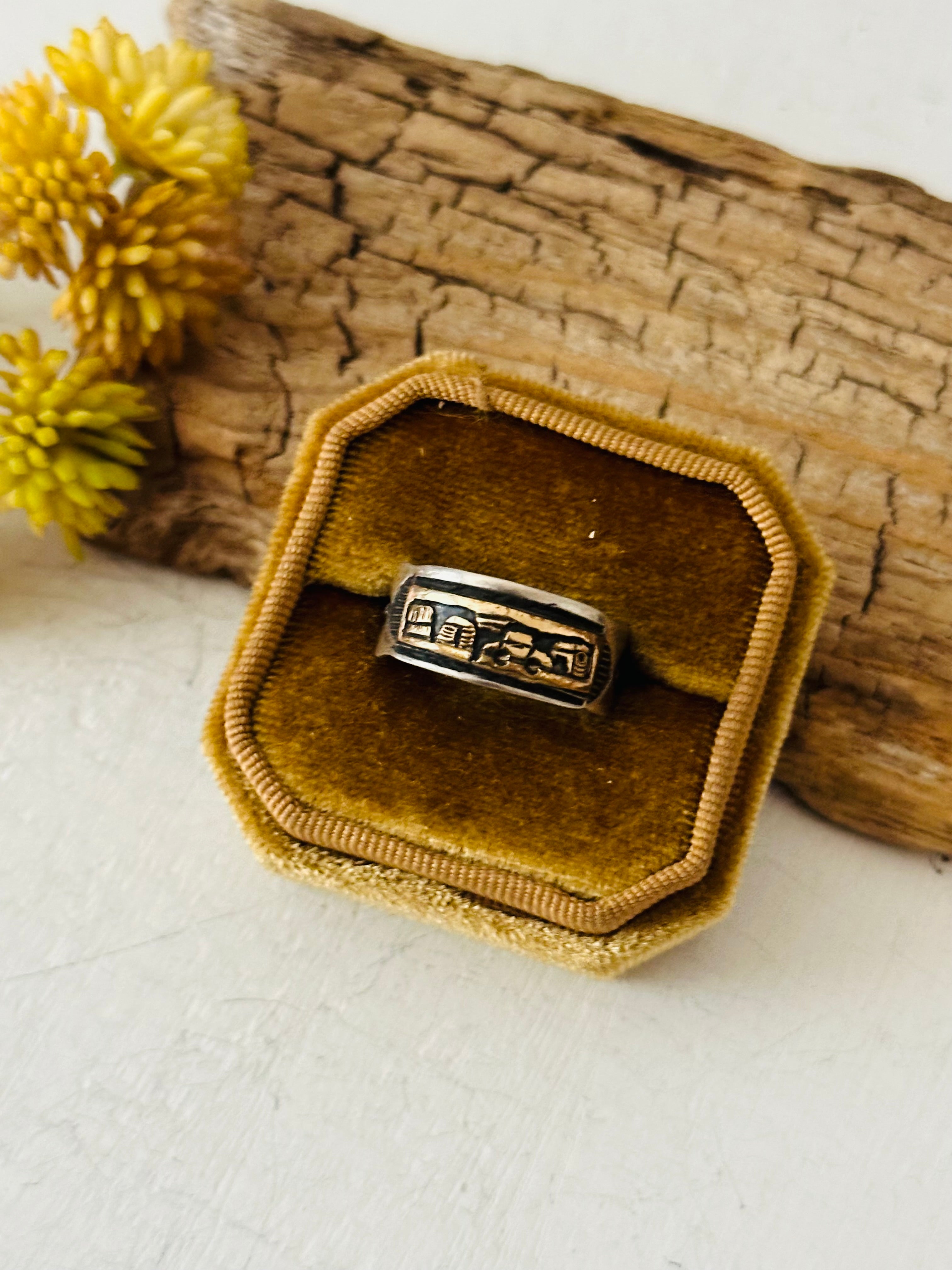 Navajo Made Sterling Silver Story Teller Ring