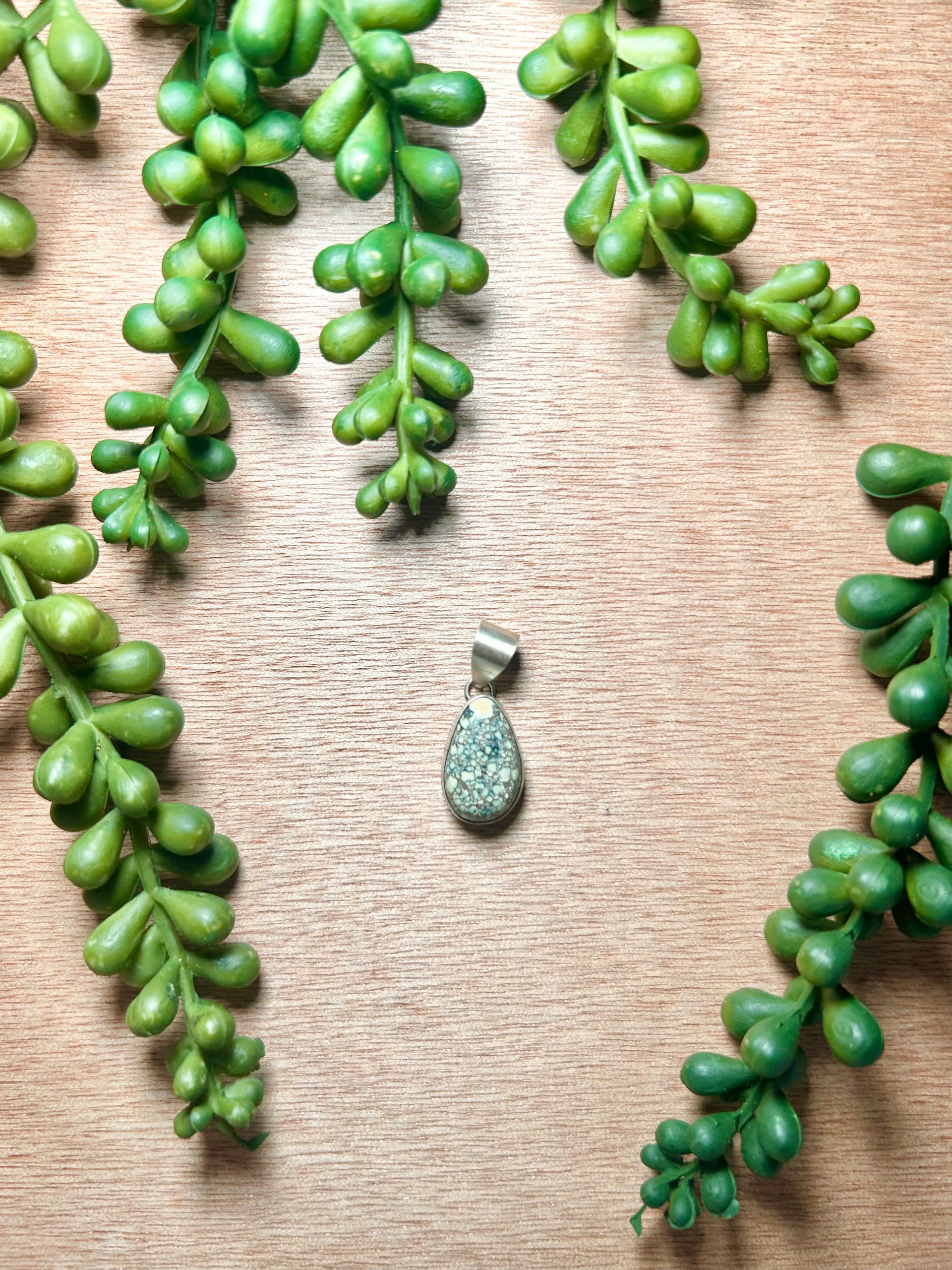 Navajo Made New Lander Variscite & Sterling Silver Pendant