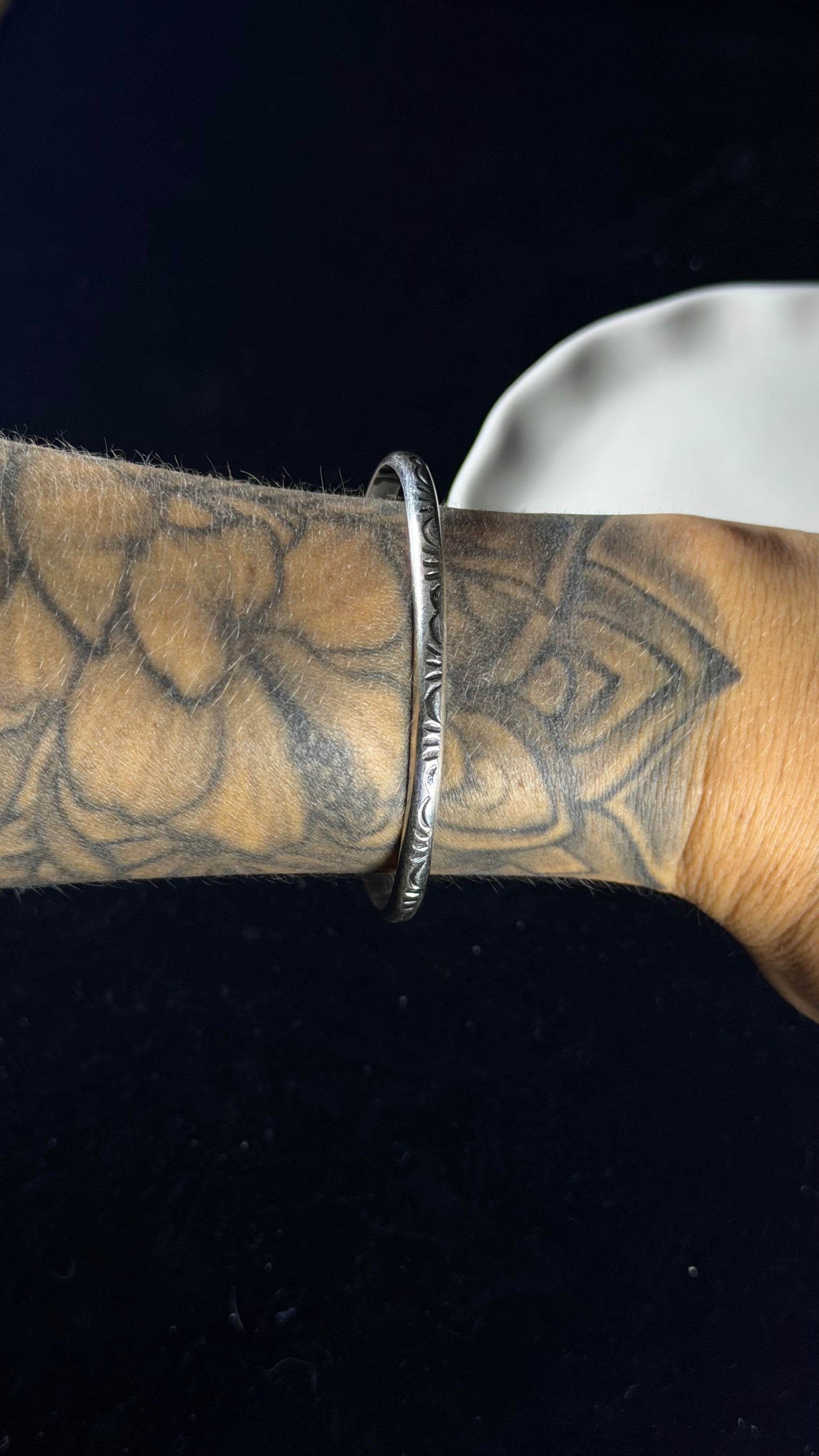 Navajo Made Sterling Silver Cuff Stamped Cuff Bracelet