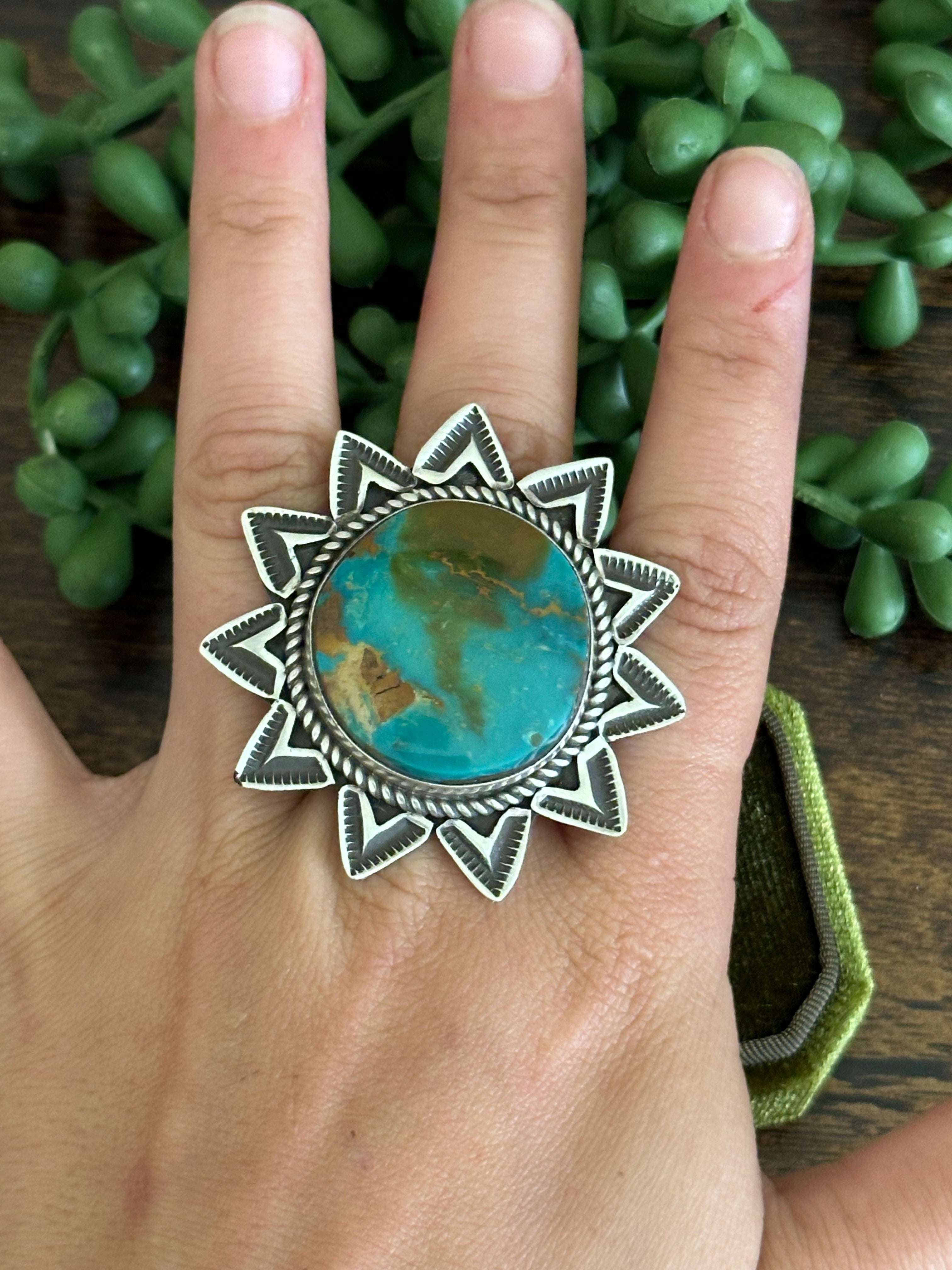 Alex Sanchez Royston Turquoise & Sterling Silver Adjustable Ring