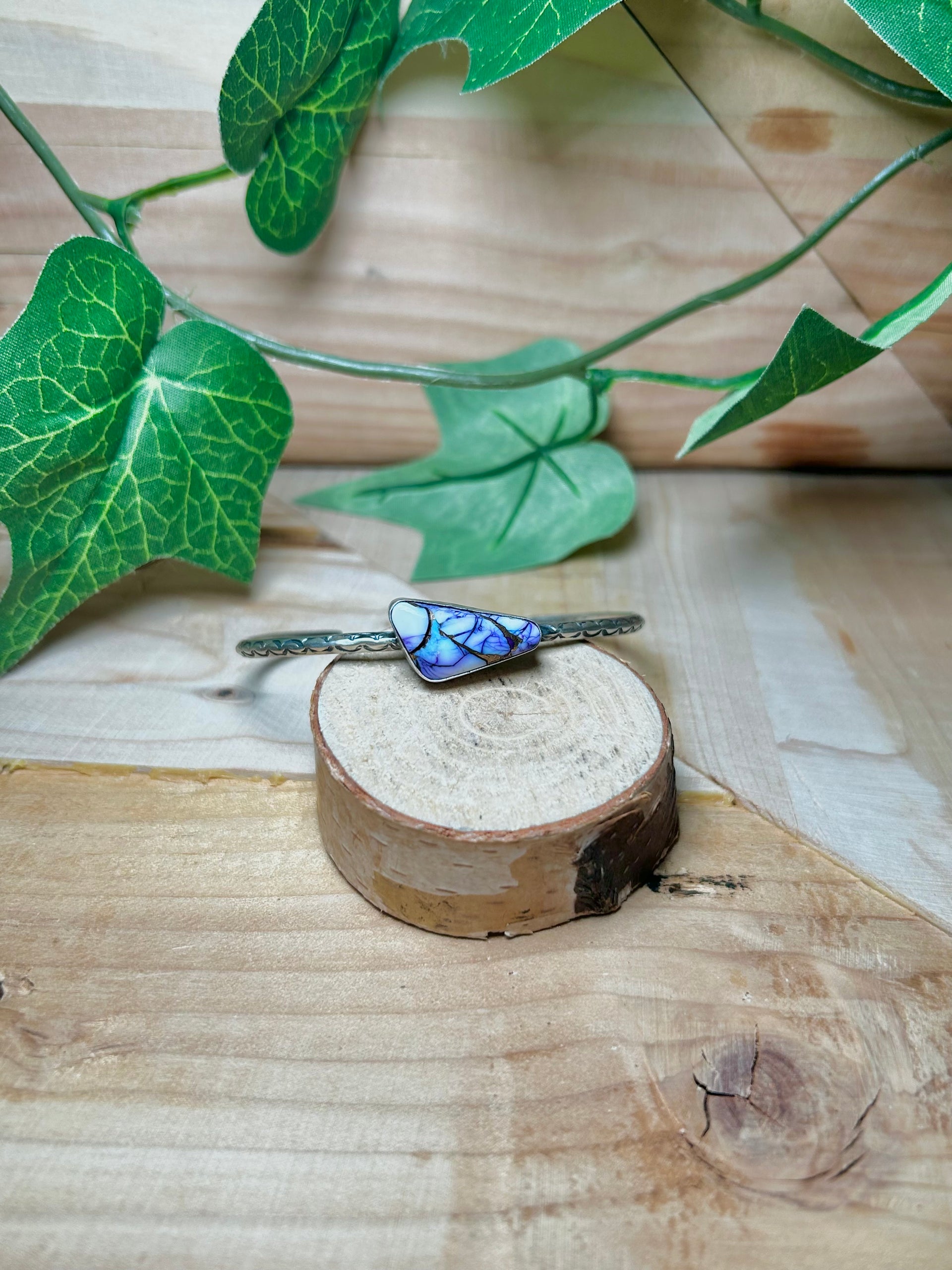 Navajo Made Purple Mohave Turquoise & Sterling Silver Cuff Bracelet