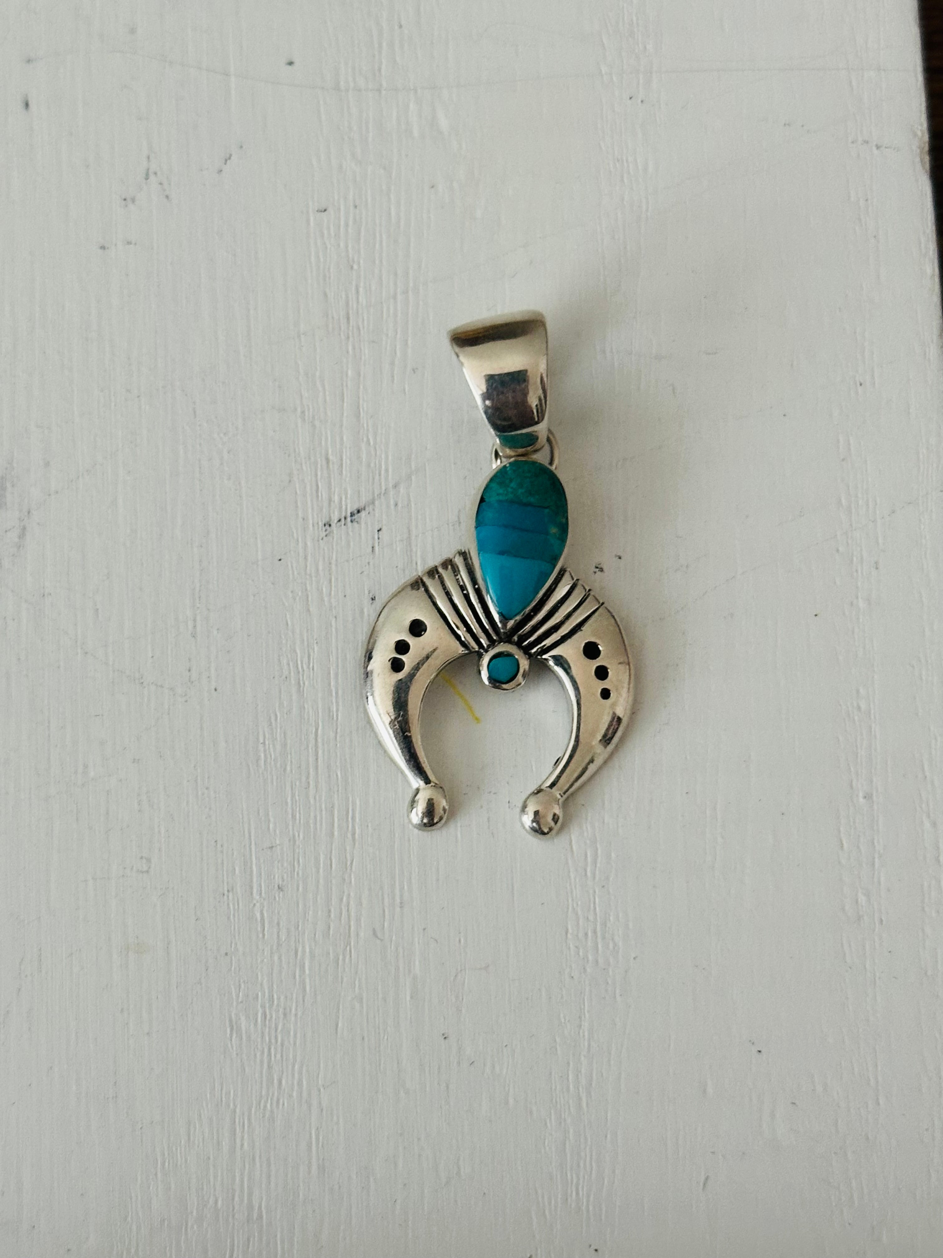 Navajo Made Multi Stone & Sterling Silver Pendant