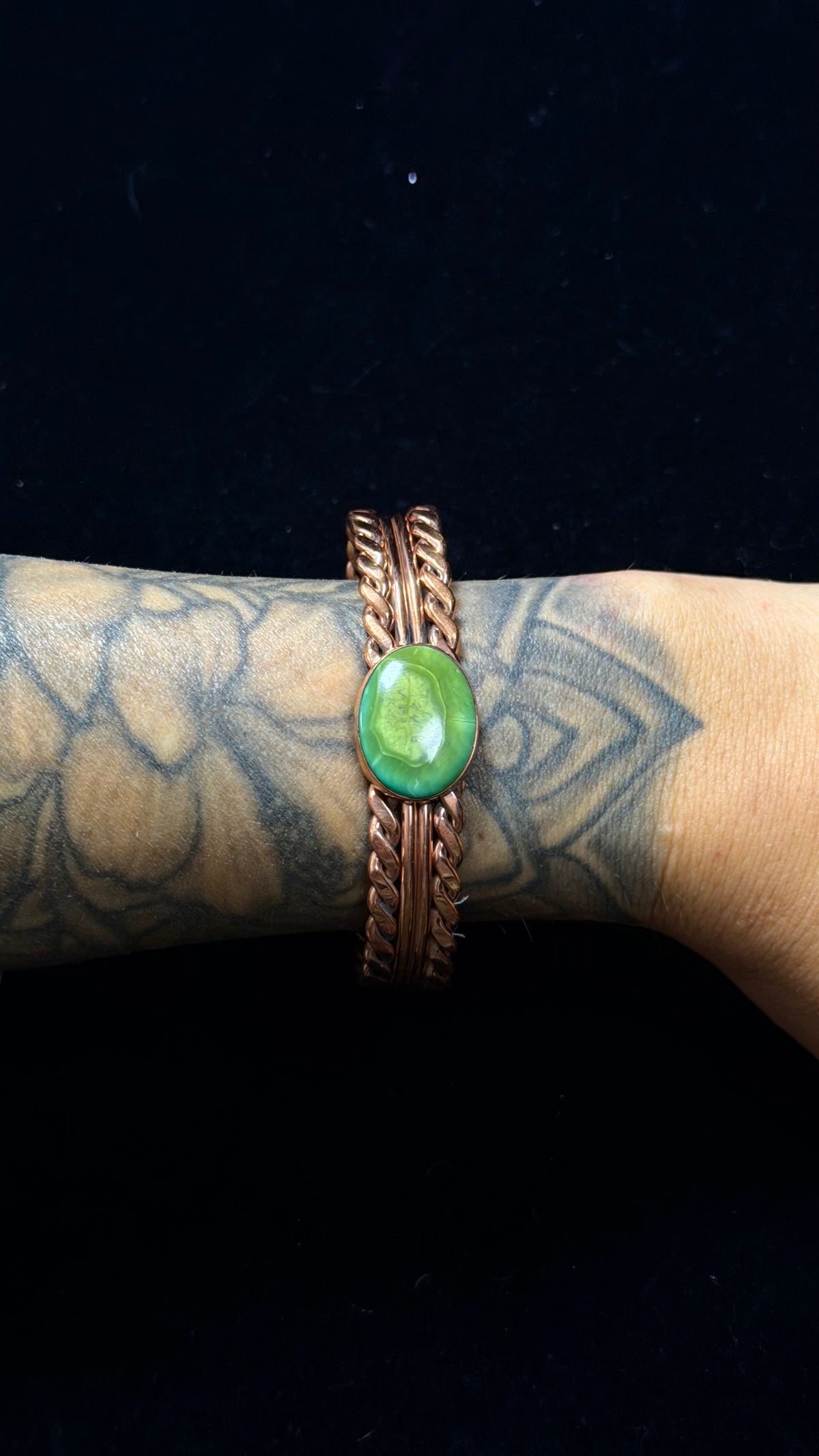 Navajo Made Kingman Turquoise & Copper Cuff Bracelet