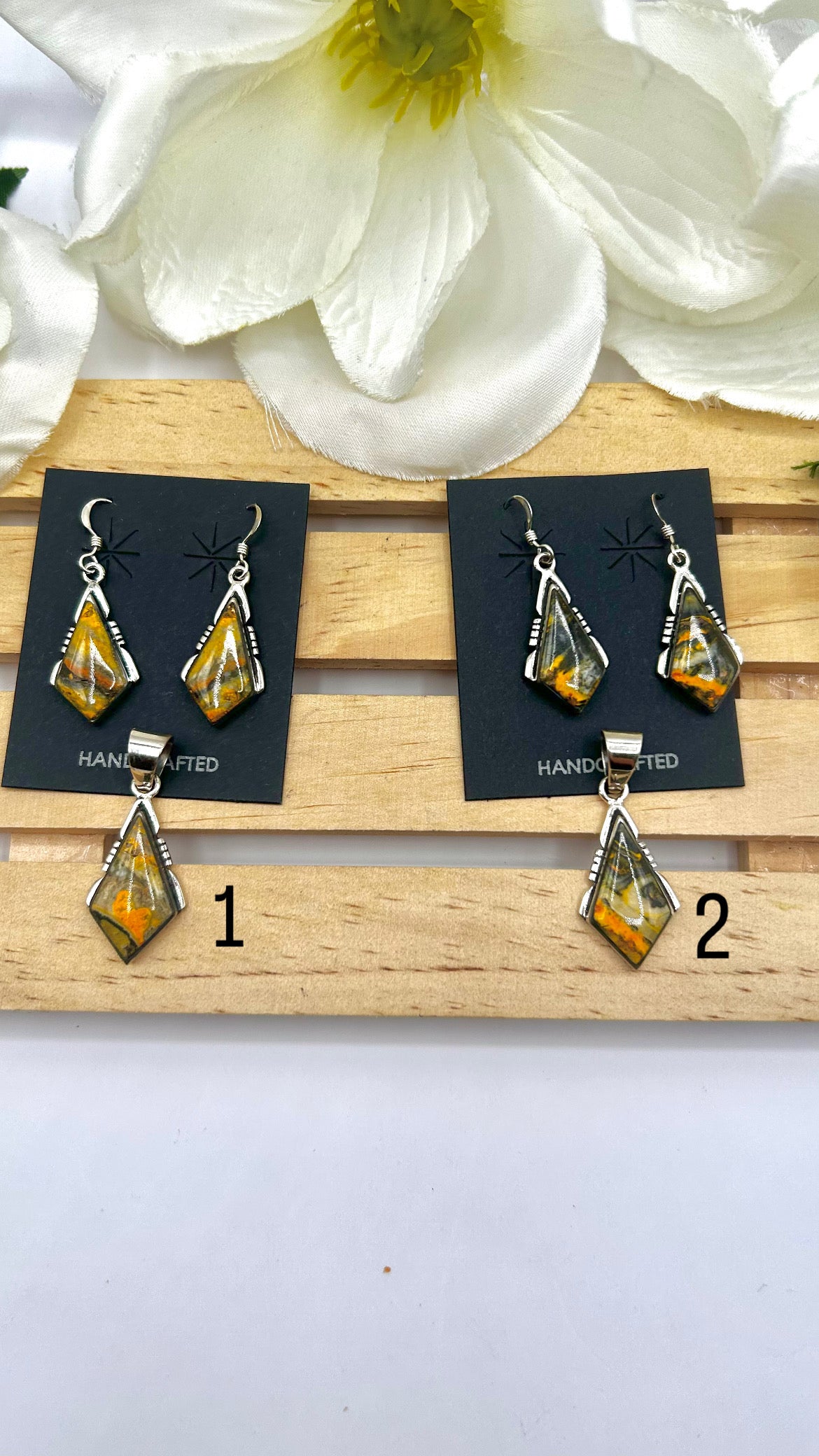 Navajo Made BB Agate  & Sterling Silver Pendant/Earring Set