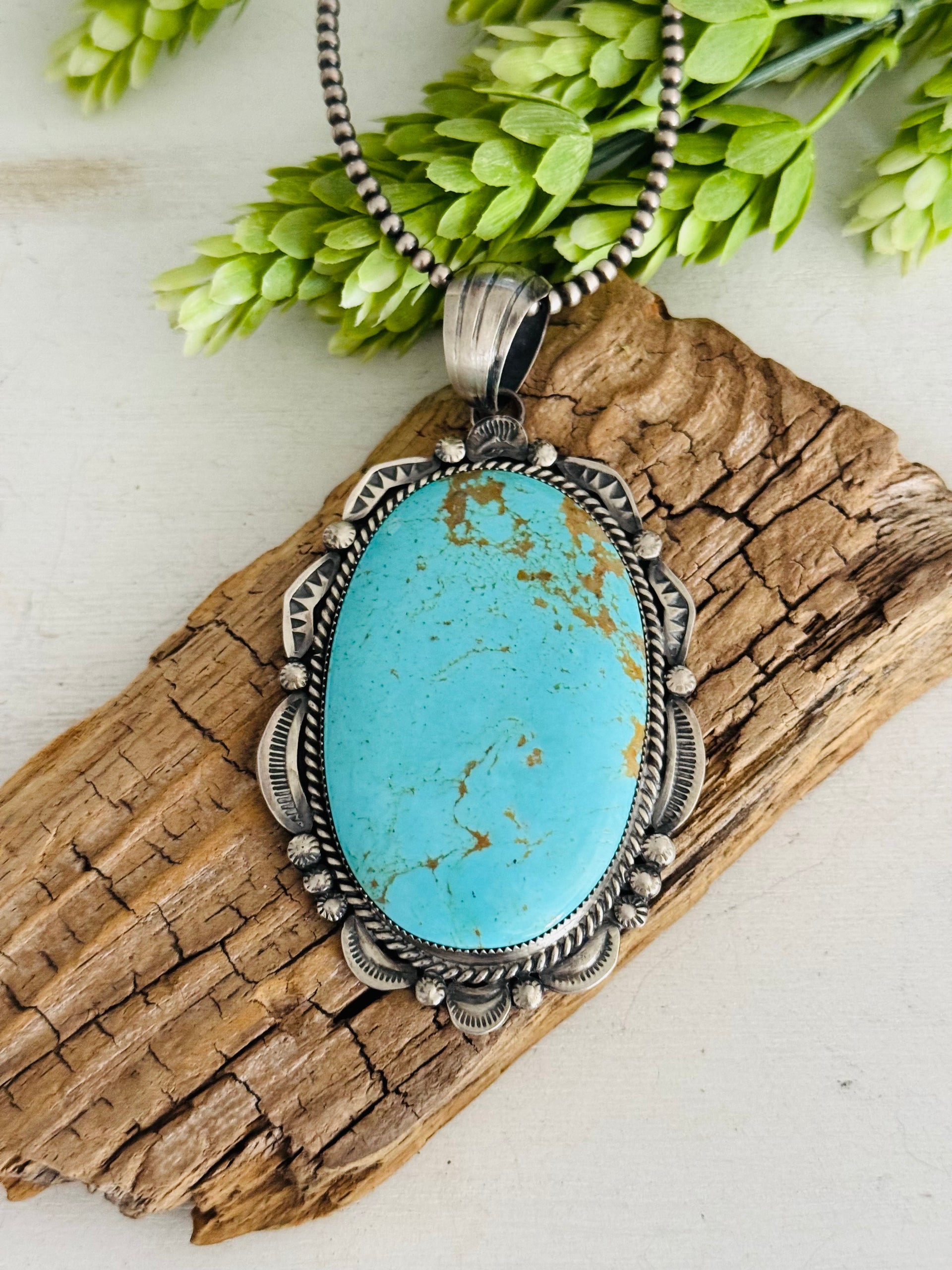 Gilbert Tom Kingman Turquoise & Sterling Silver Pendant