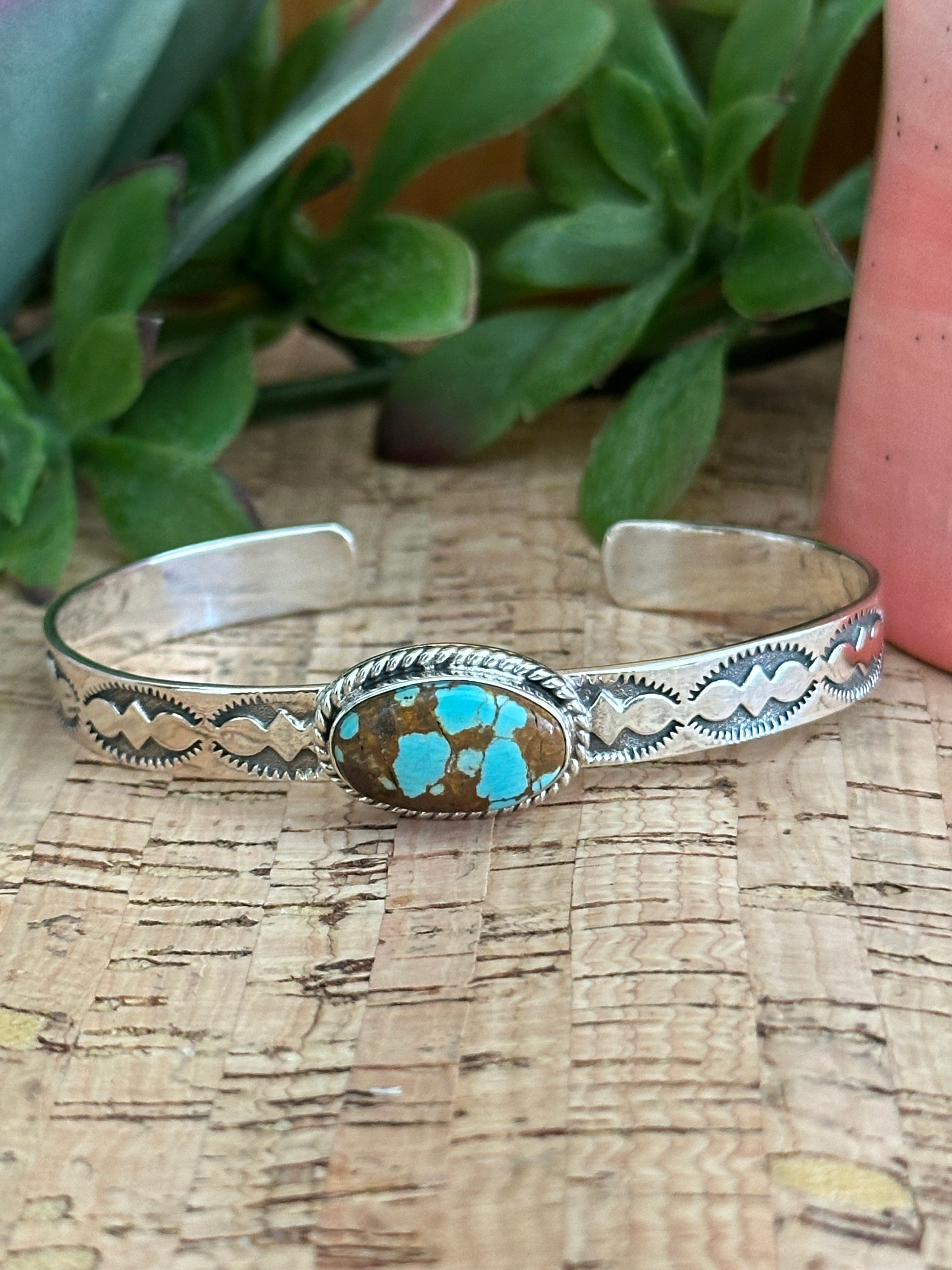 Southwest Made #8 Turquoise & Sterling Silver Cuff Bracelet