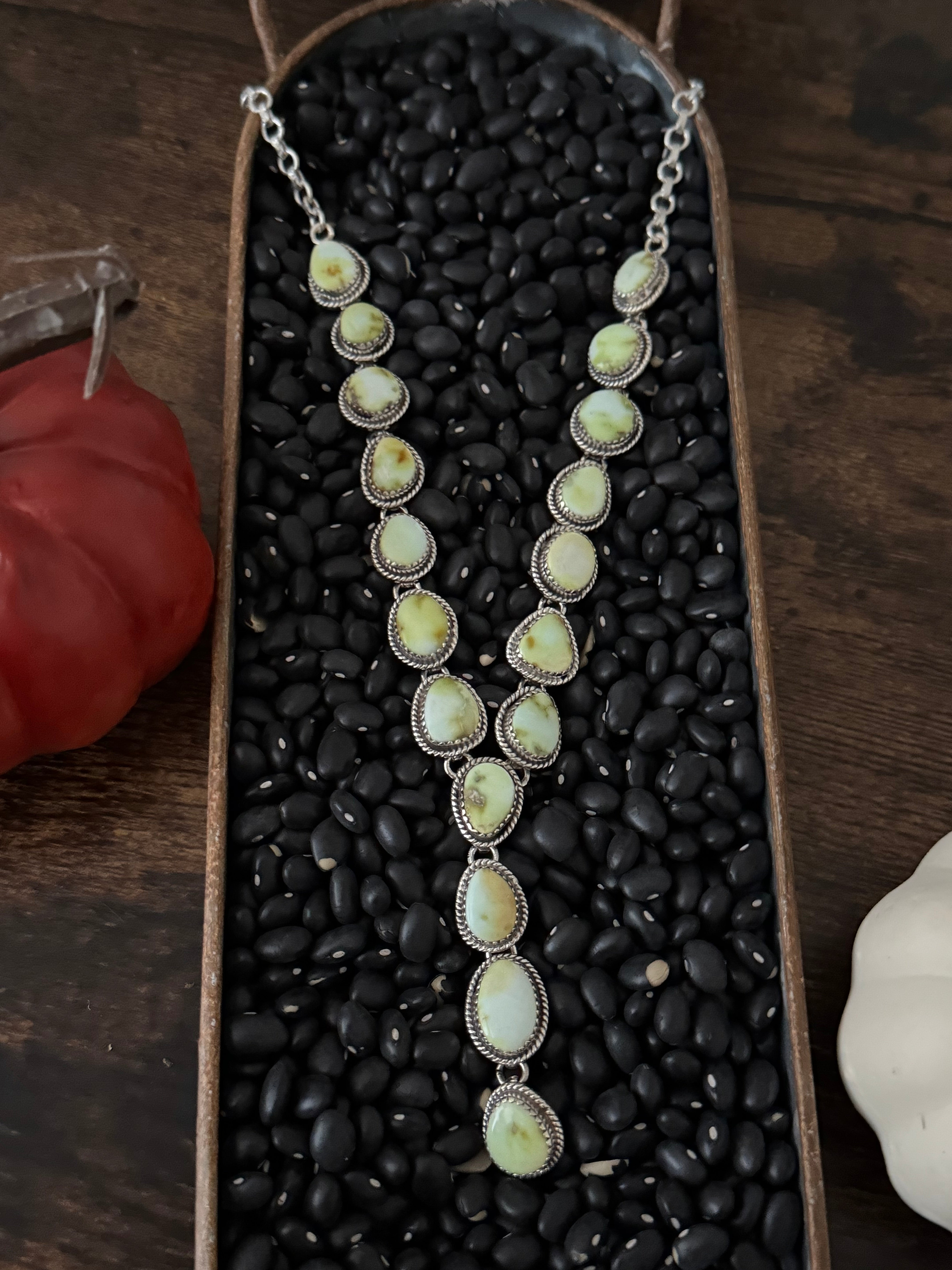 TTD Palomino Variscite & Sterling Silver Lariat Necklace