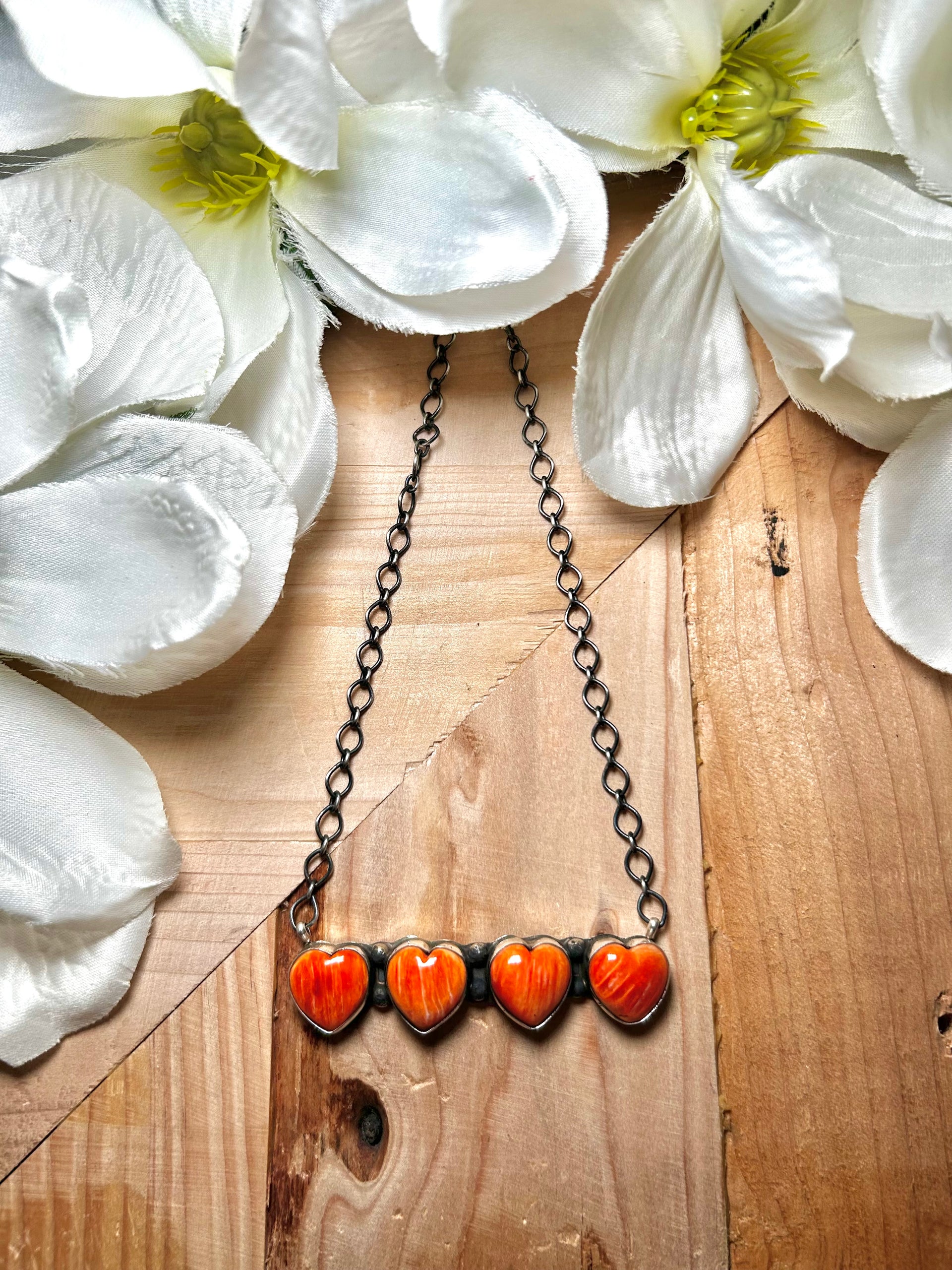 Tia Long Spiny Oyster & Sterling Silver Necklace