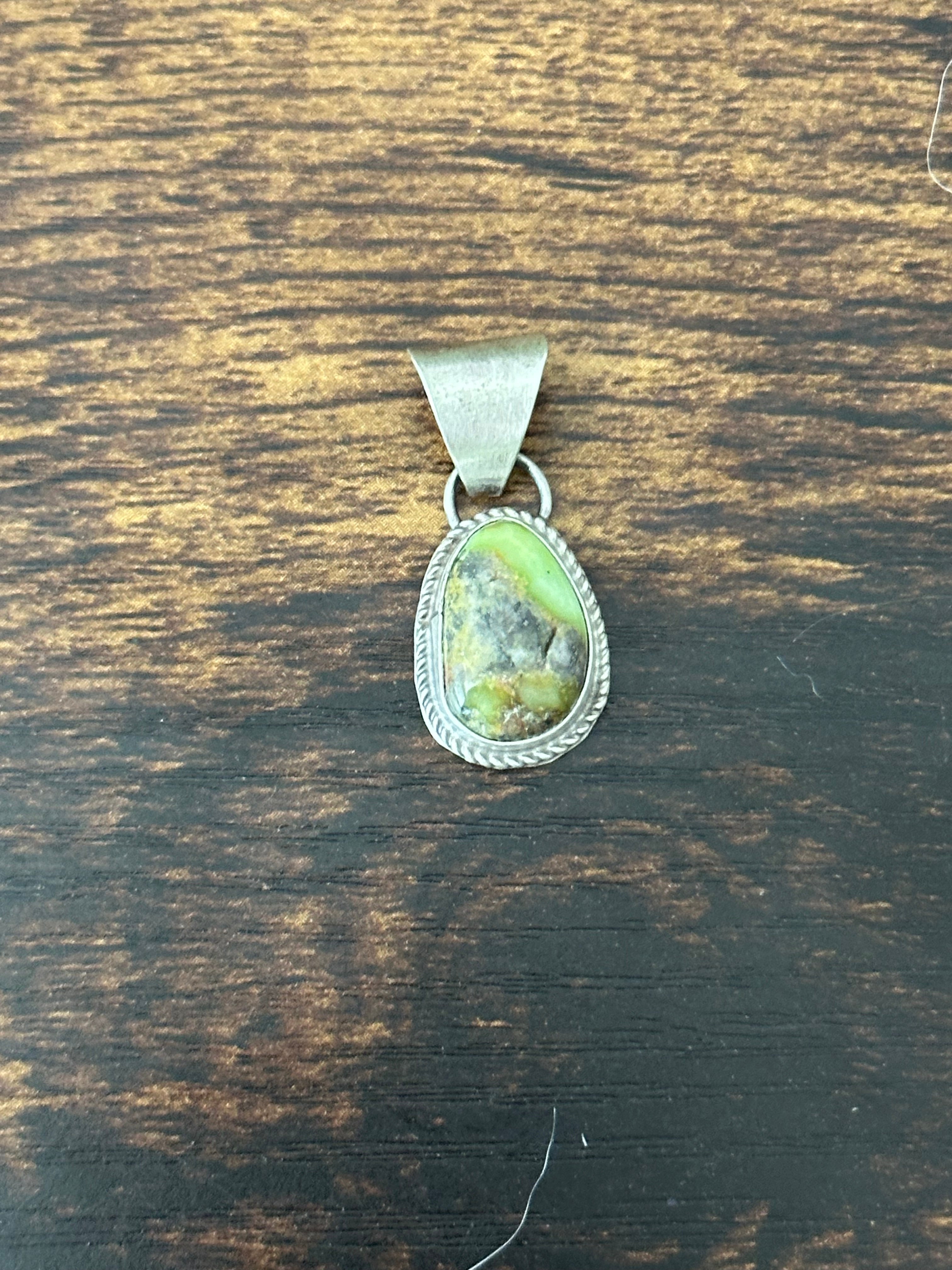 Navajo Palomino Variscite & Sterling Silver Pendant