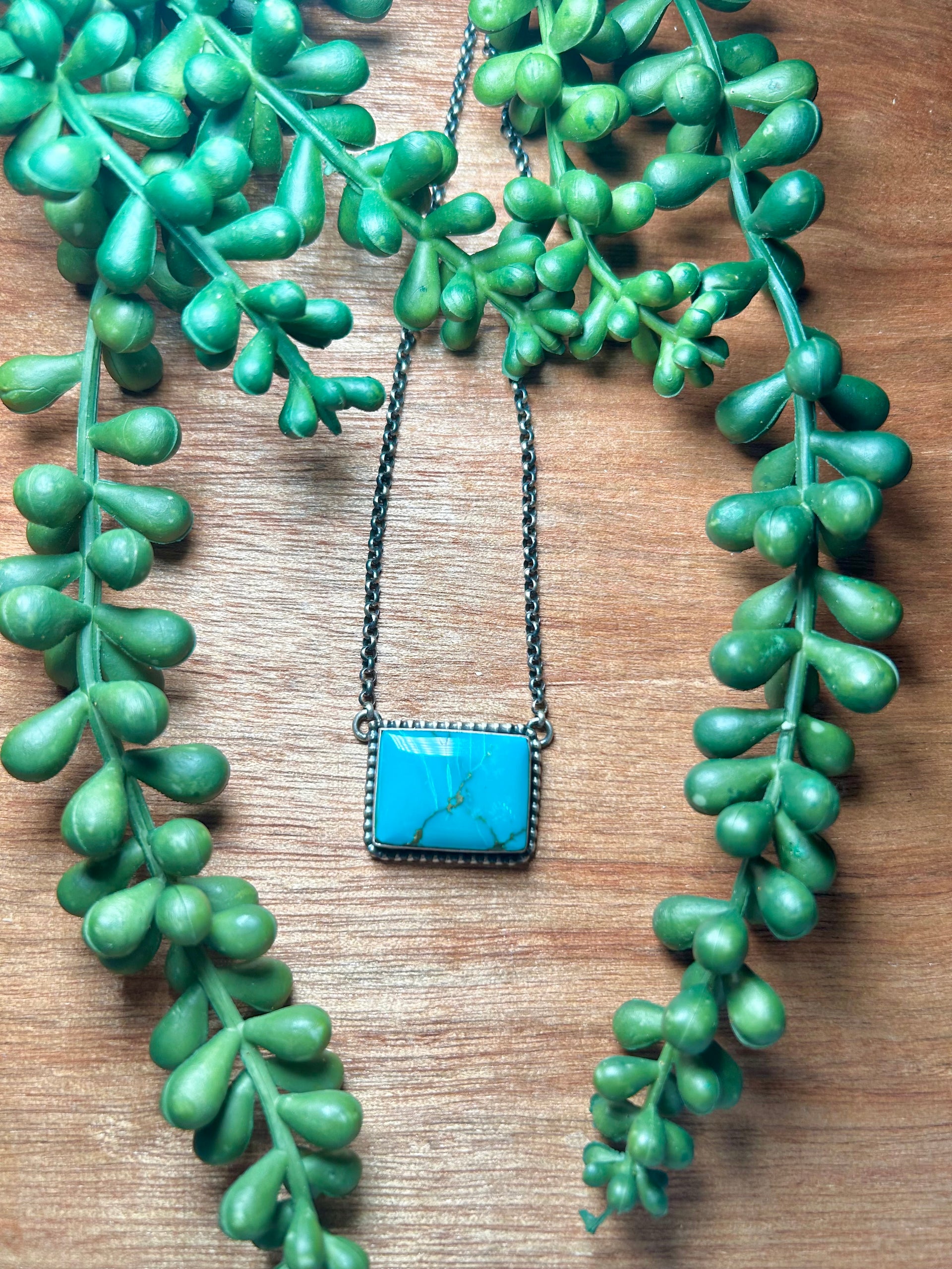 Navajo Made Kingman Turquoise & Sterling Silver Necklace