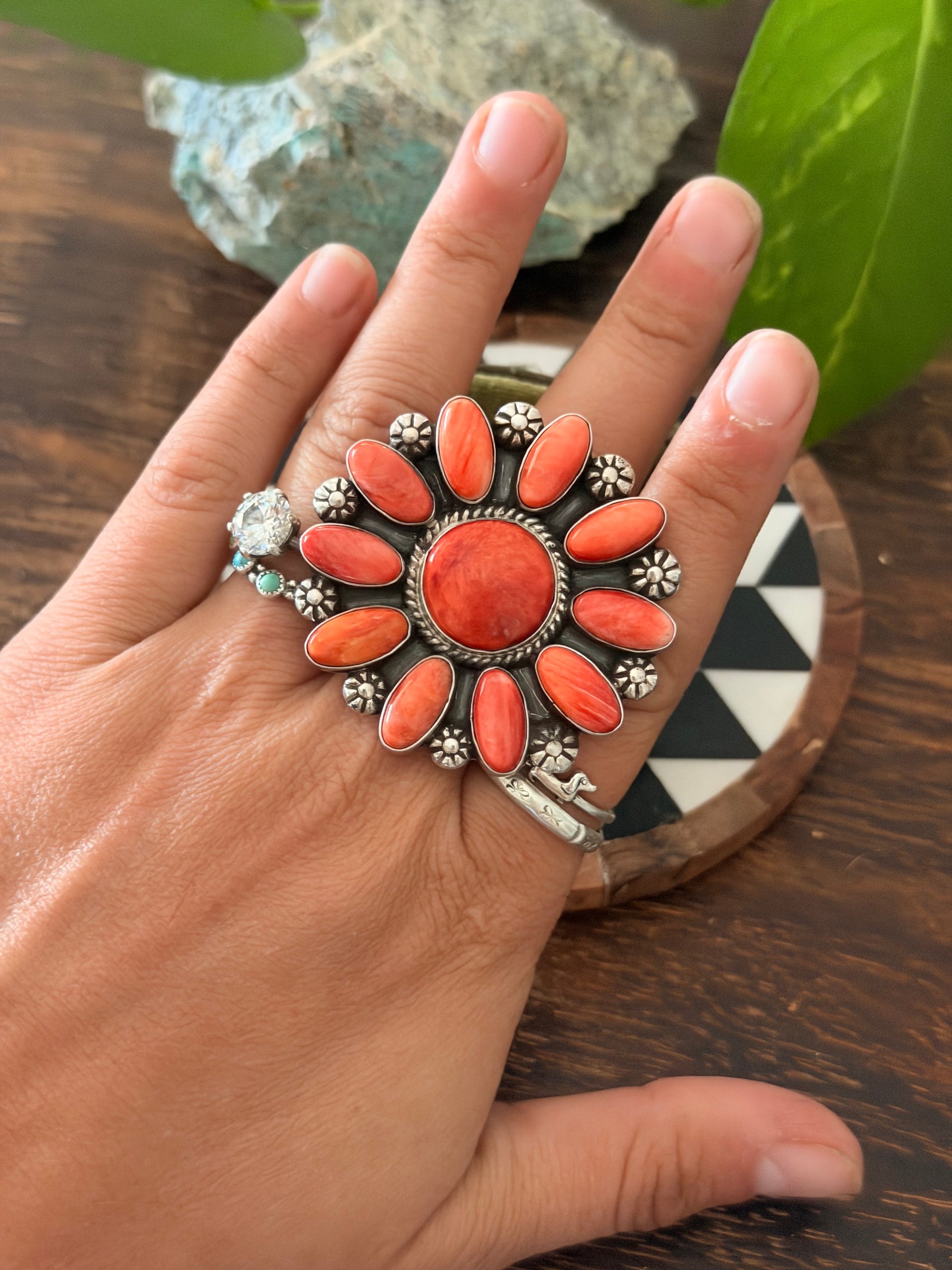 Zachariah David Spiny Oyster & Sterling Silver Adjustable Cluster Ring