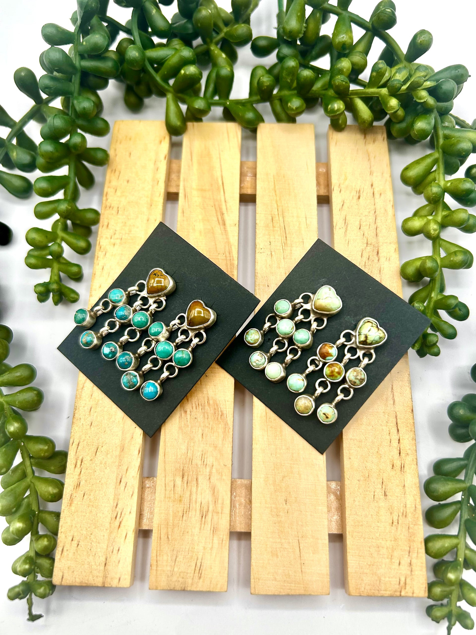 Navajo Made Mixed Turquoise & Sterling Silver Post Earrings