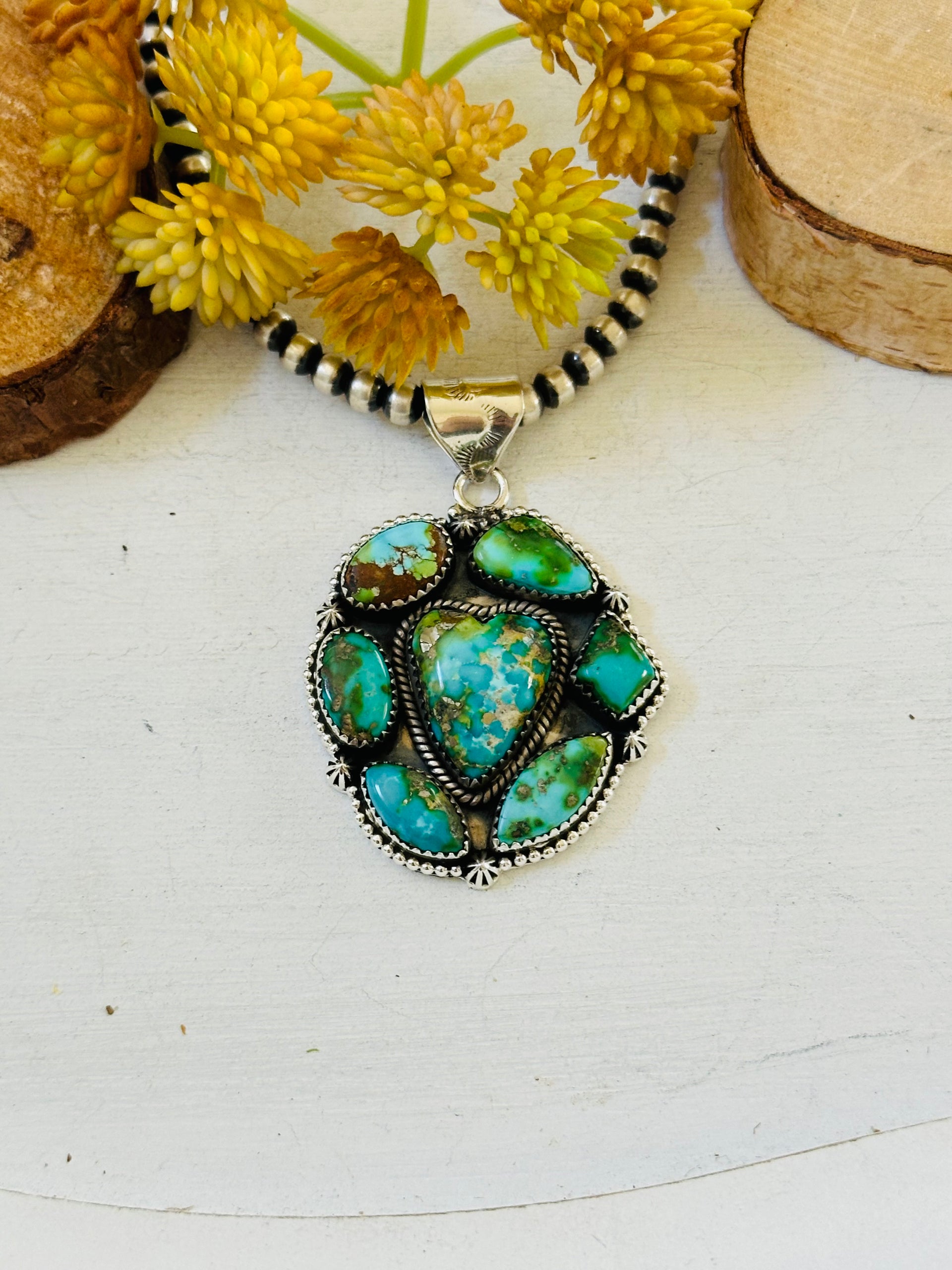 Southwest Handmade Sonoran Mountain Turquoise & Sterling Silver Pendant