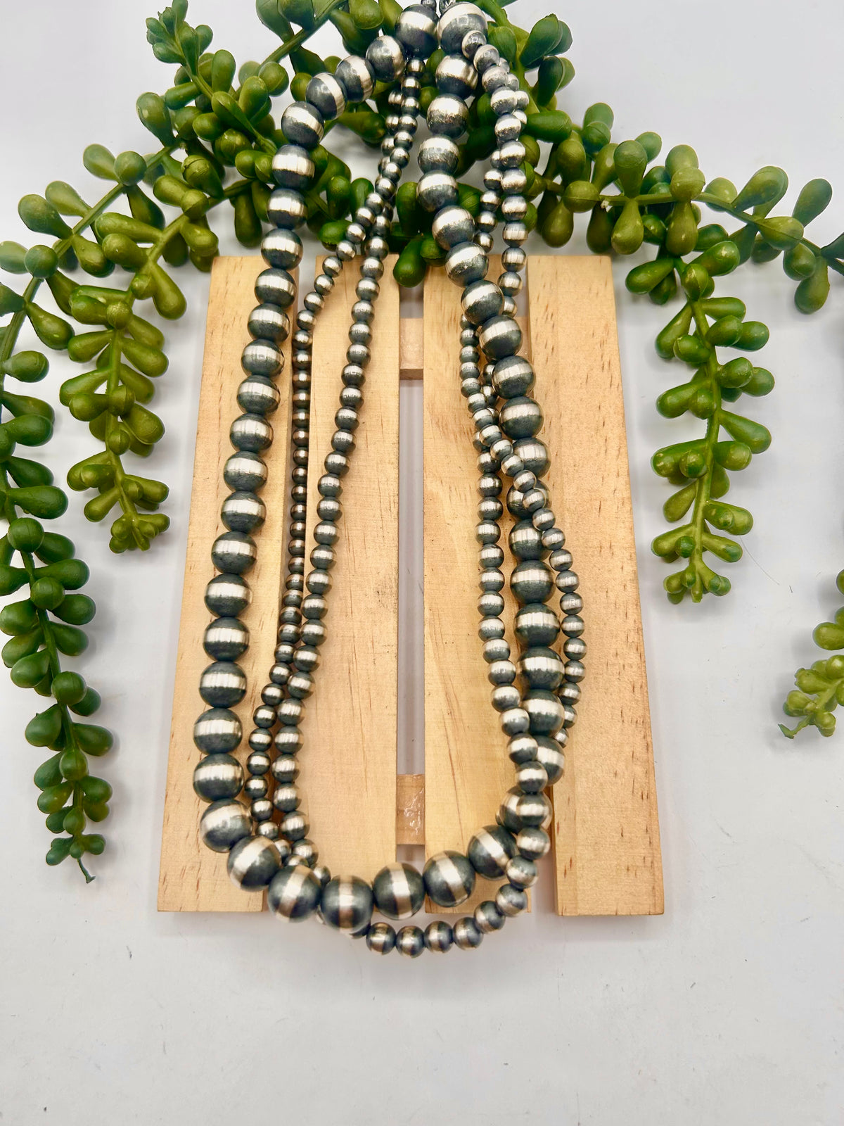 Navajo Made Strung Sterling Silver Necklace