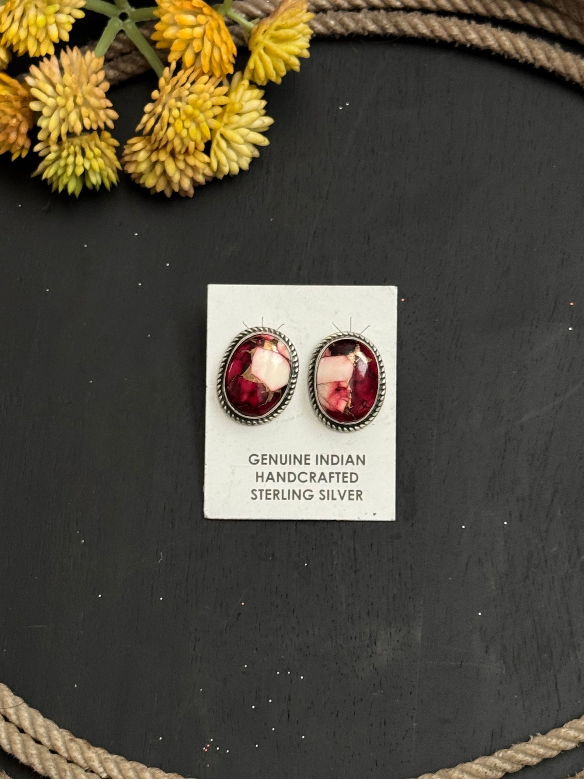 Judith Dixon Rose Dahlia & Sterling Silver Post Earrings