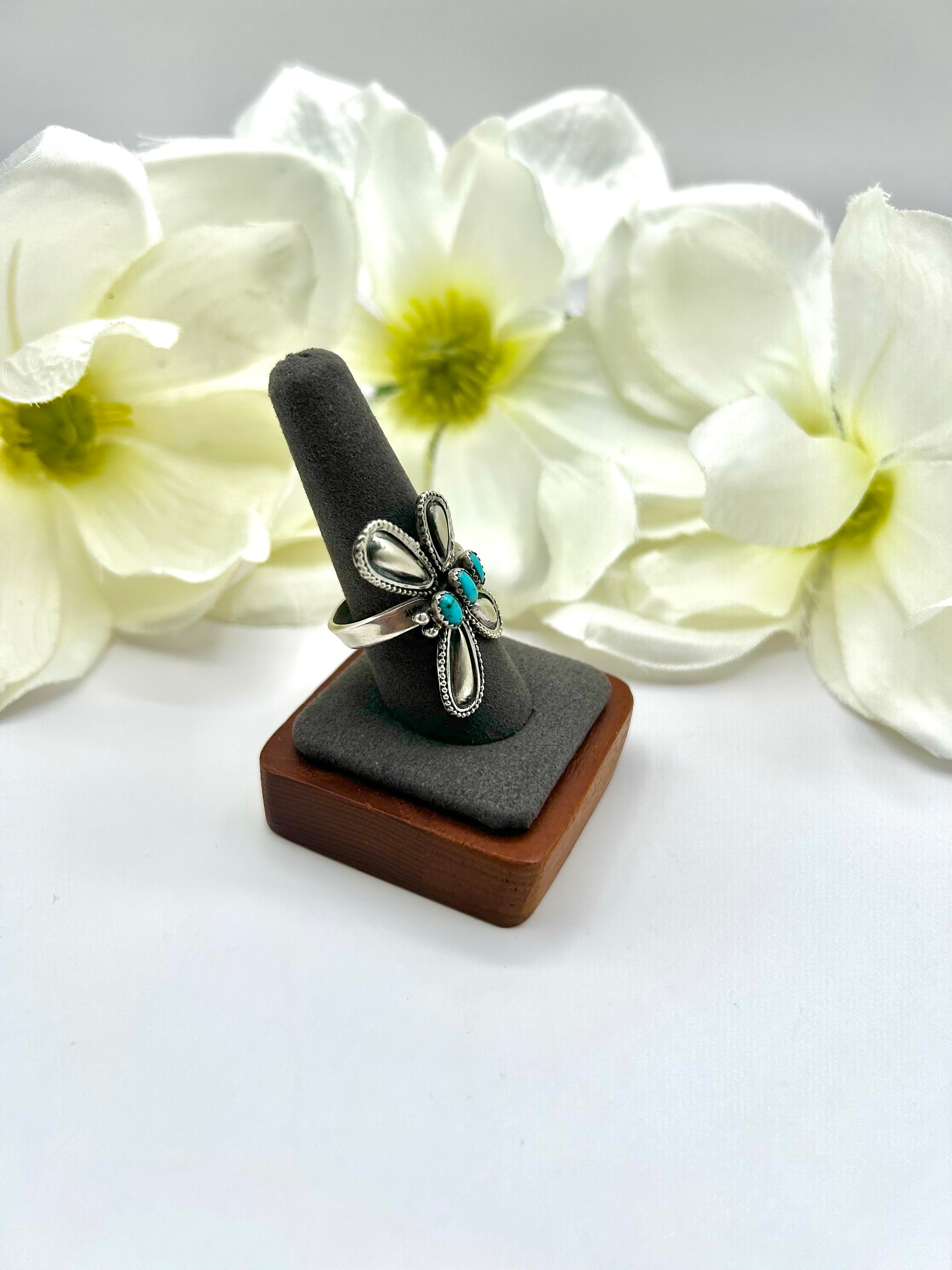 Lorenzo James Kingman Turquoise & Sterling Silver Adjustable Ring