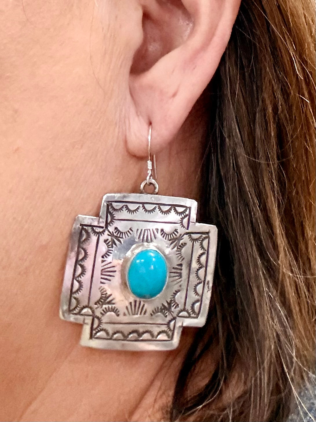 Southwest Handmade Turquoise & Sterling Silver Earrings