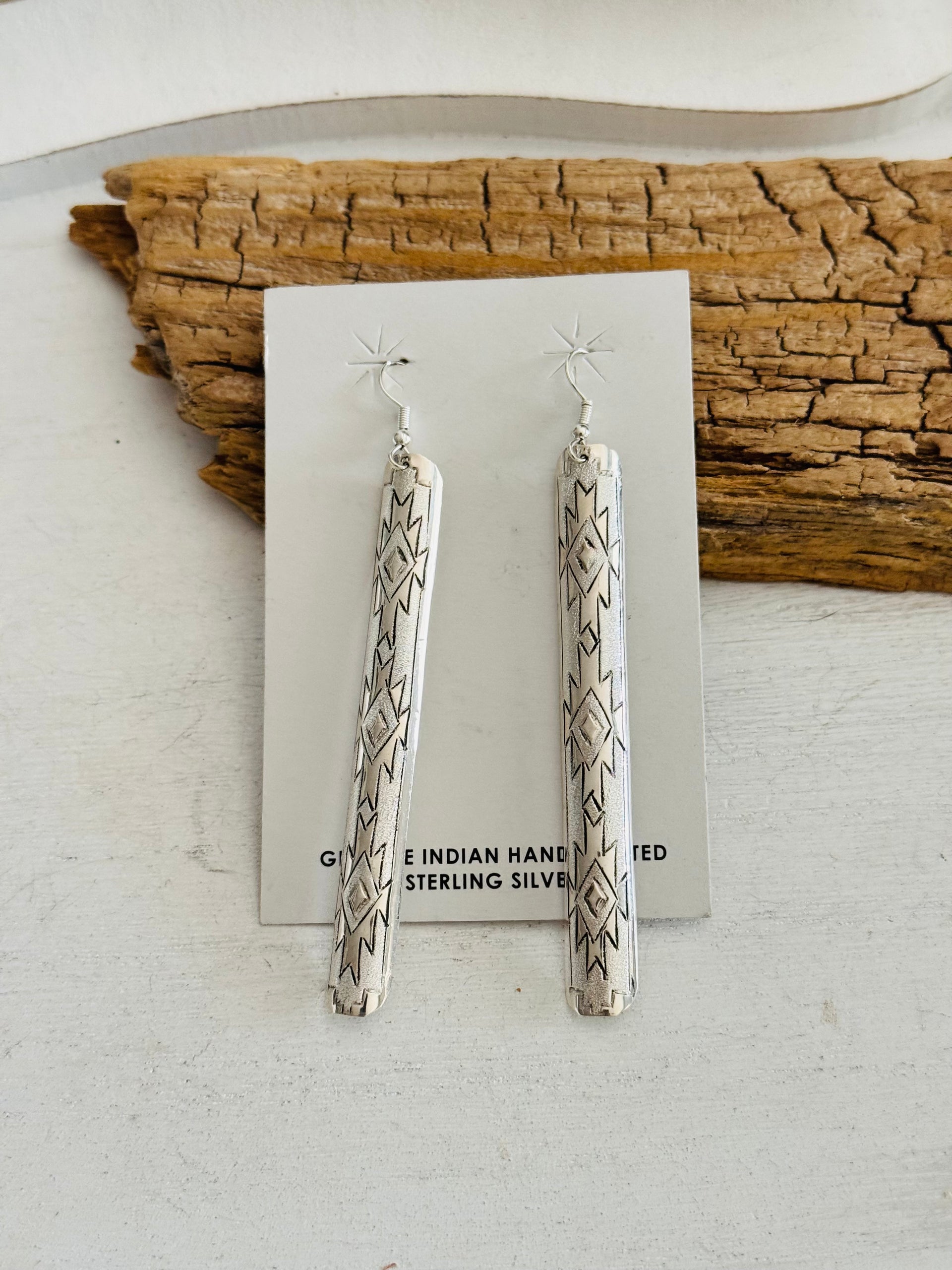 Navajo Made Sterling Silver Dangle Earrings