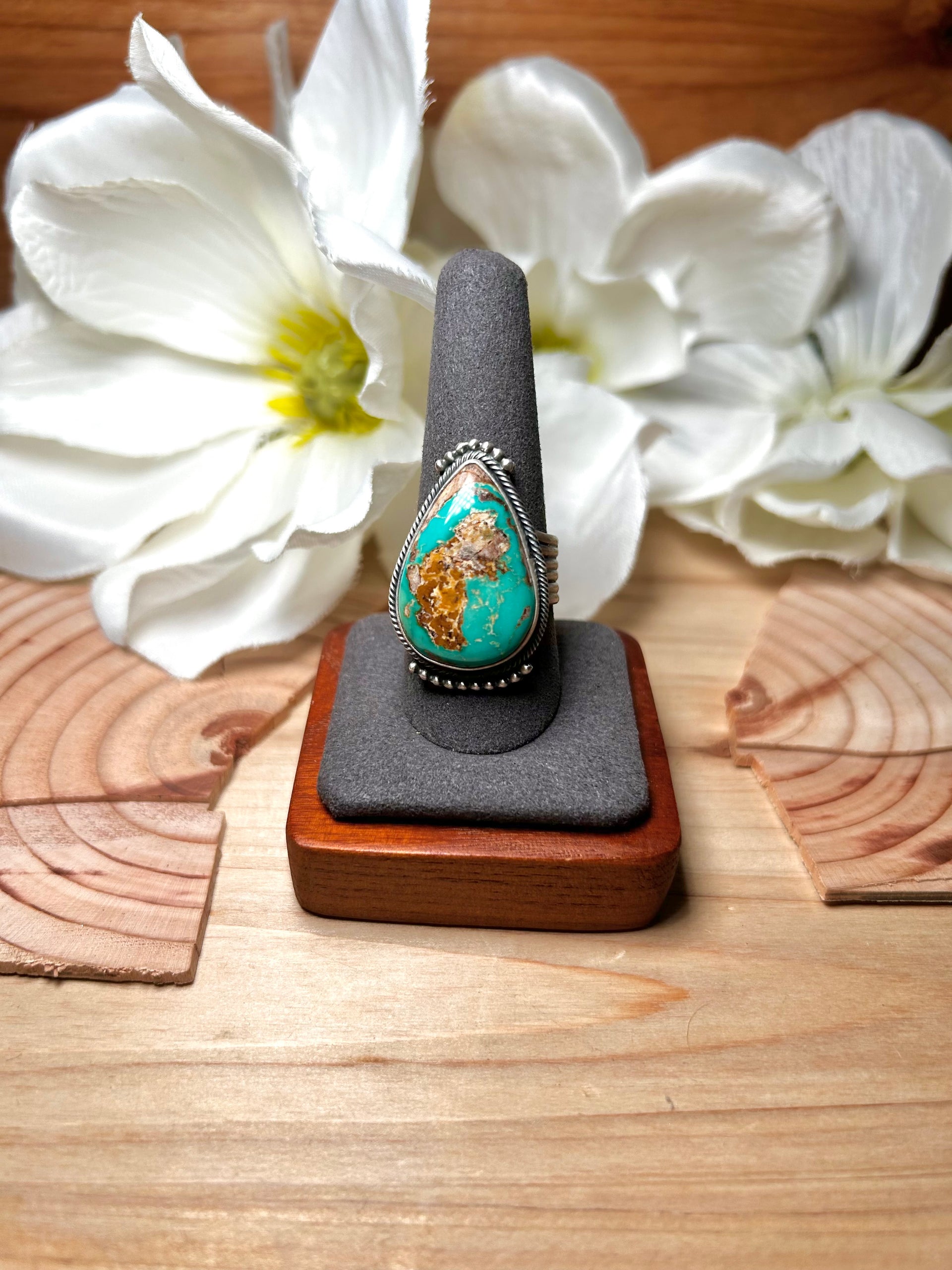 Navajo Made Royston Turquoise & Sterling Silver Ring Size 10