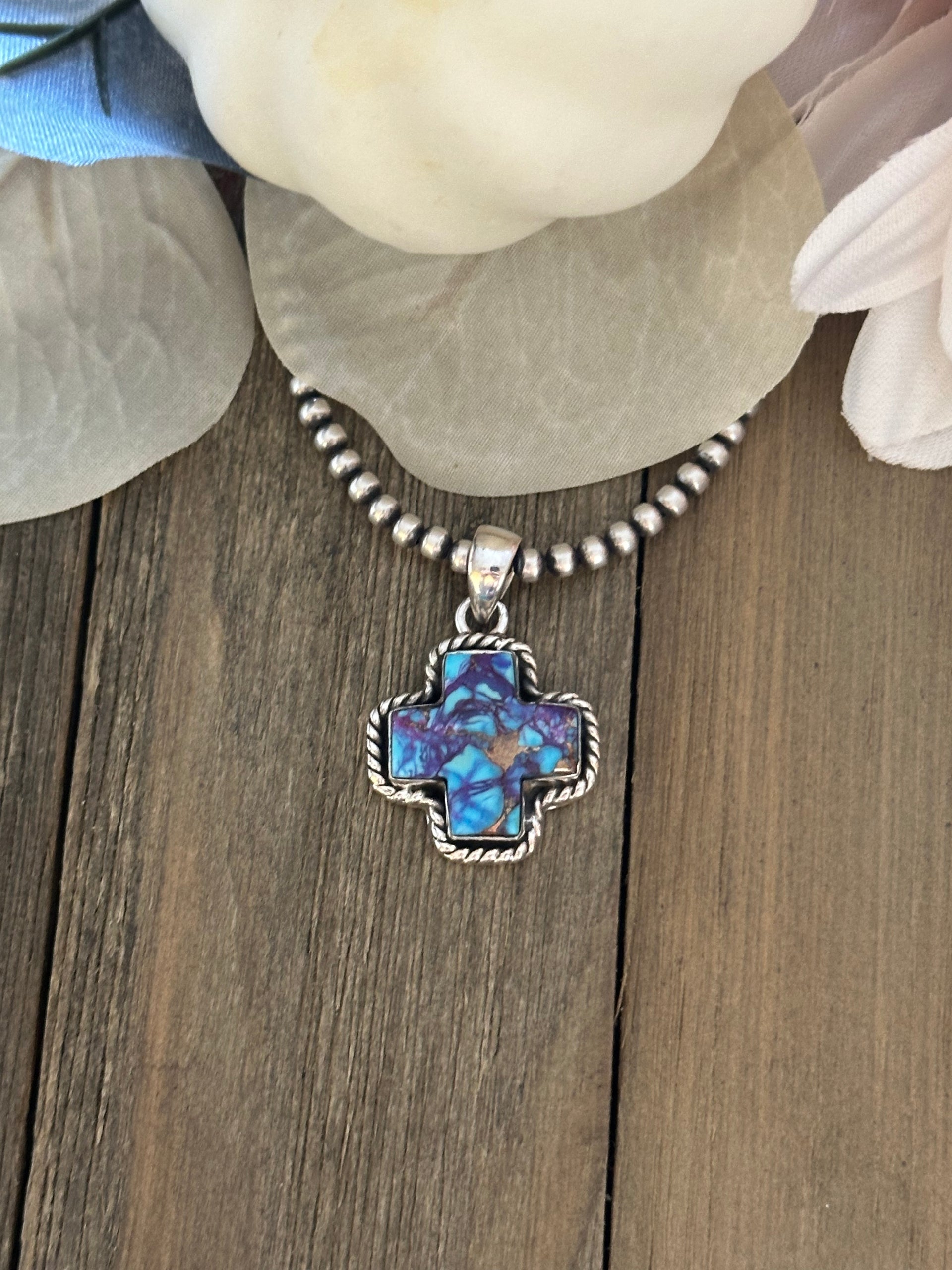 Southwest Handmade Mohave Turquoise & Sterling Silver Pendant