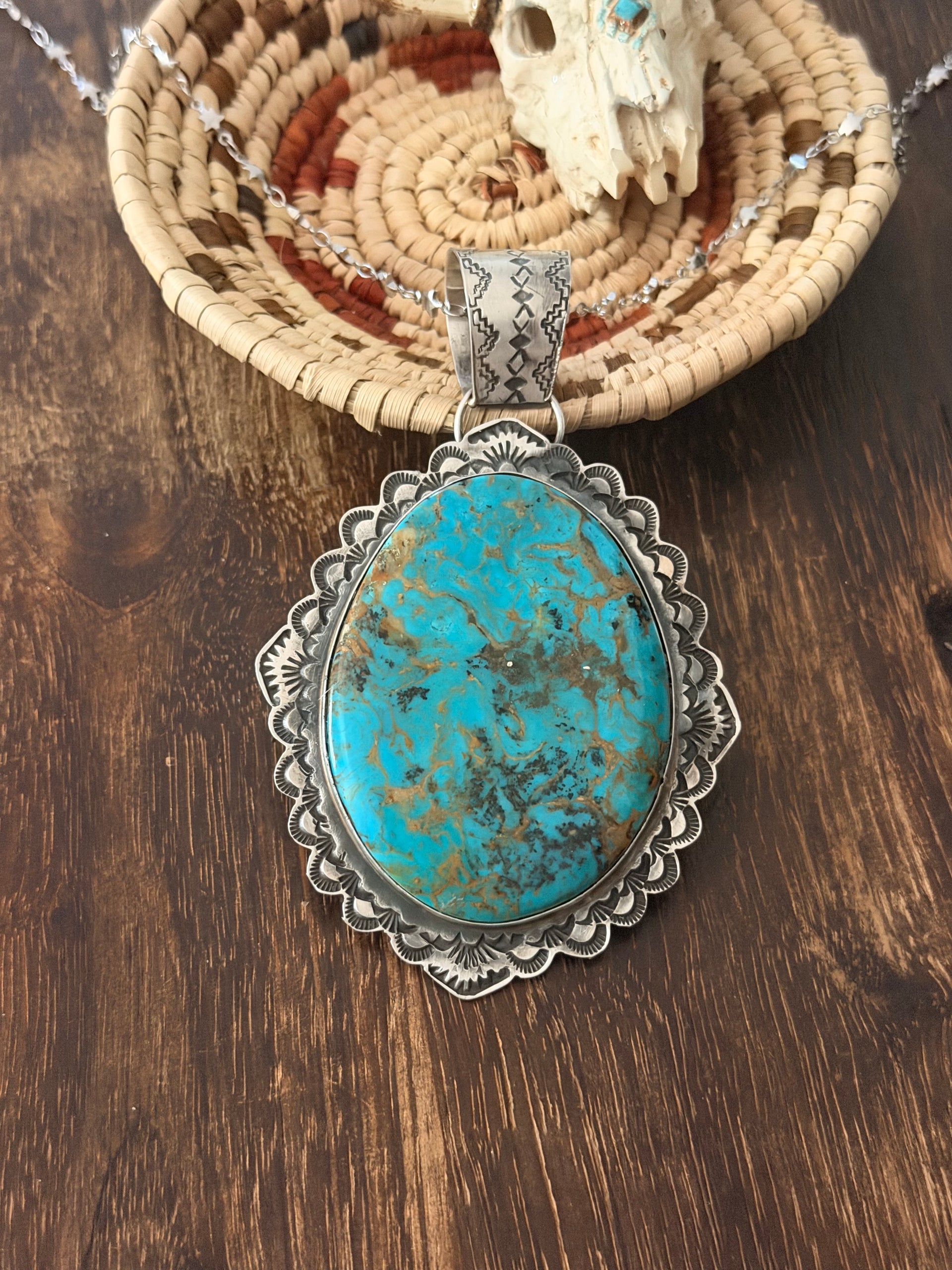 Rick Enrique Red Skin Turquoise & Sterling Silver Jumbo Pendant