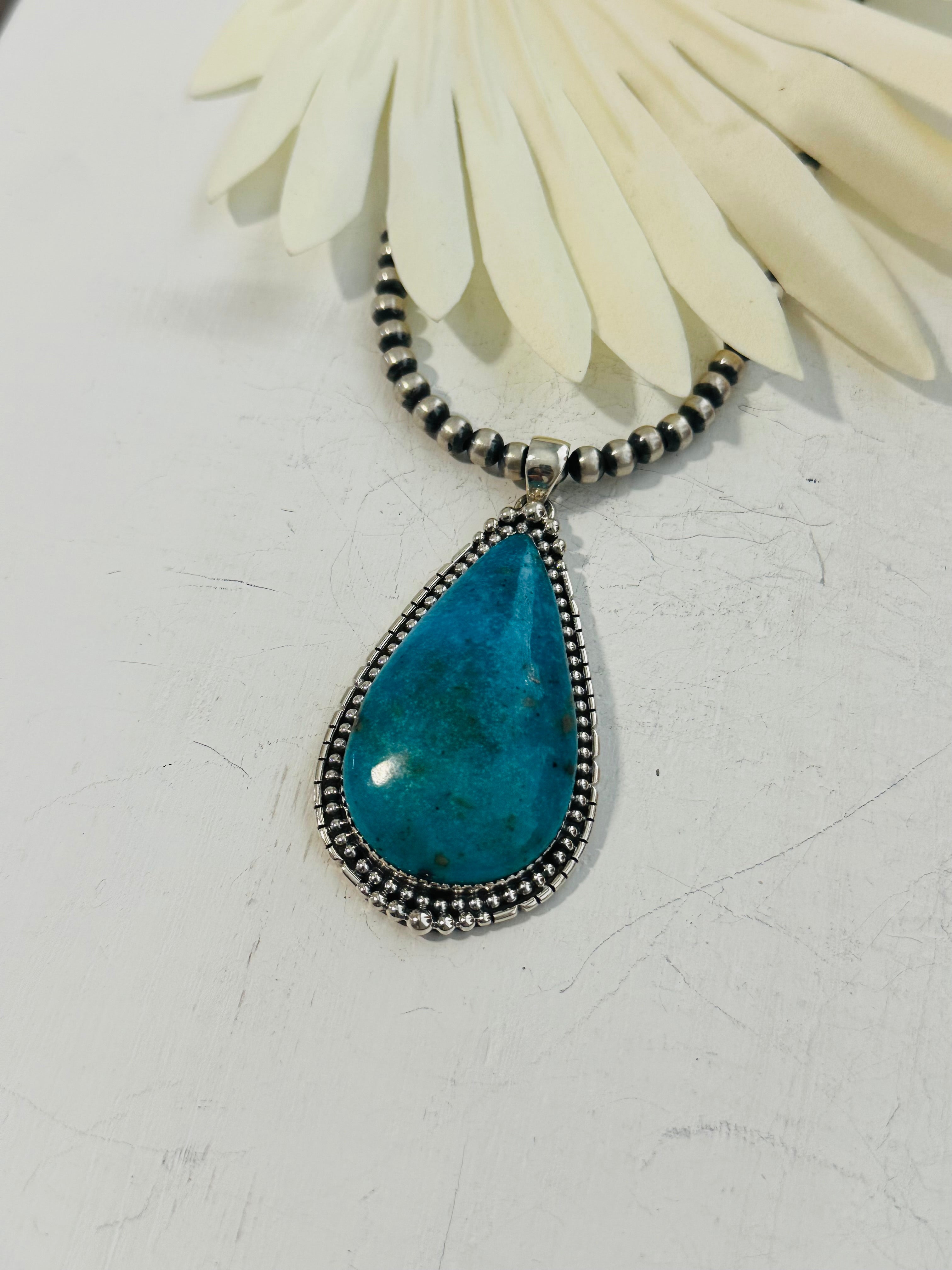 Southwest Handmade Blue Ridge Turquoise & Sterling Silver Pendant