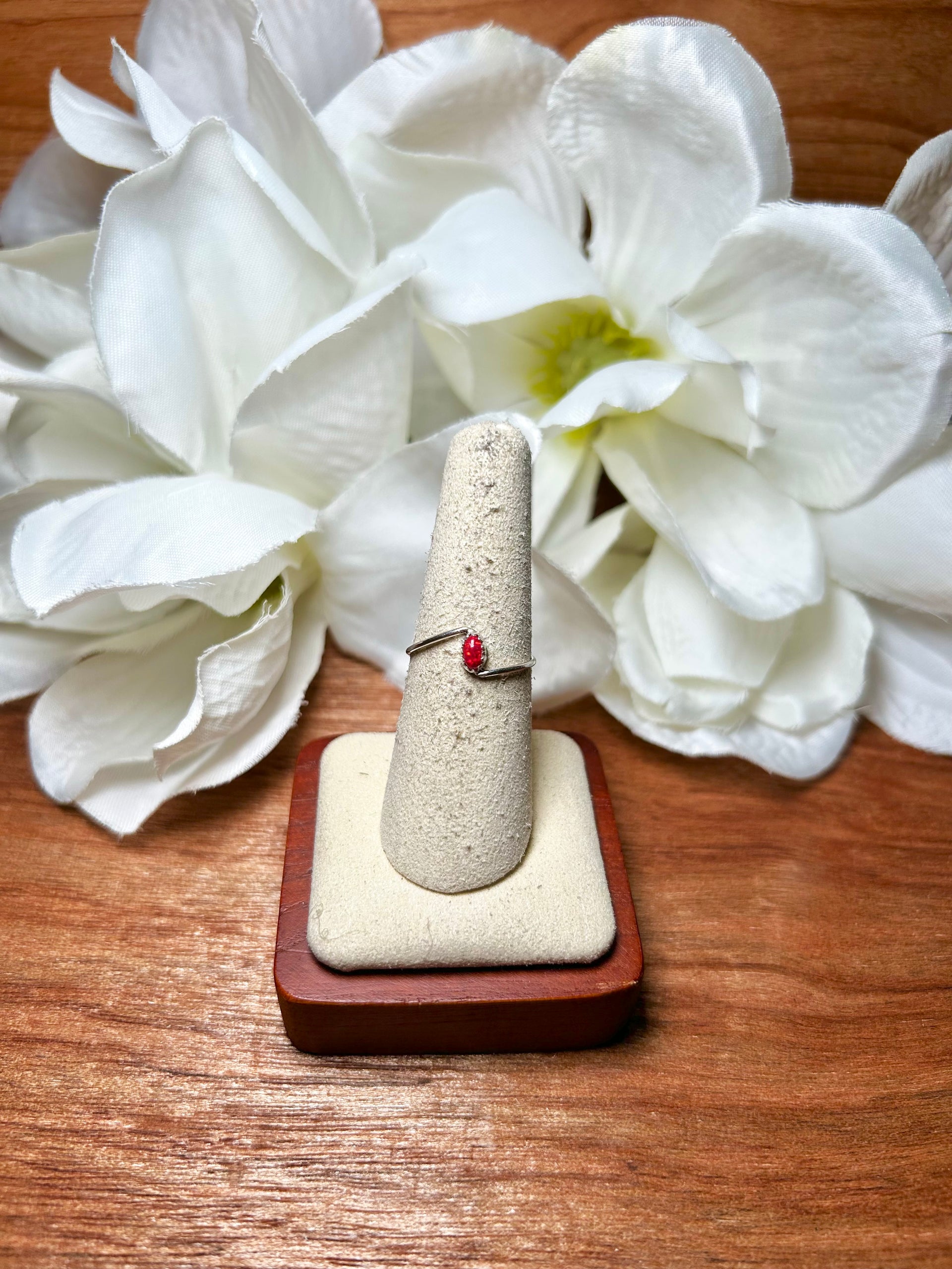 Navajo Made Opal & Sterling Silver Cluster Ring