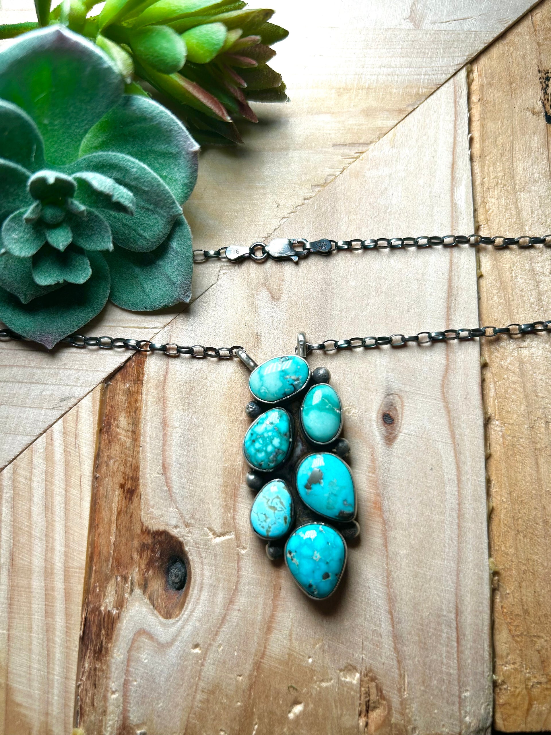 Navajo Made Mixed Turquoise & Sterling Silver Necklace