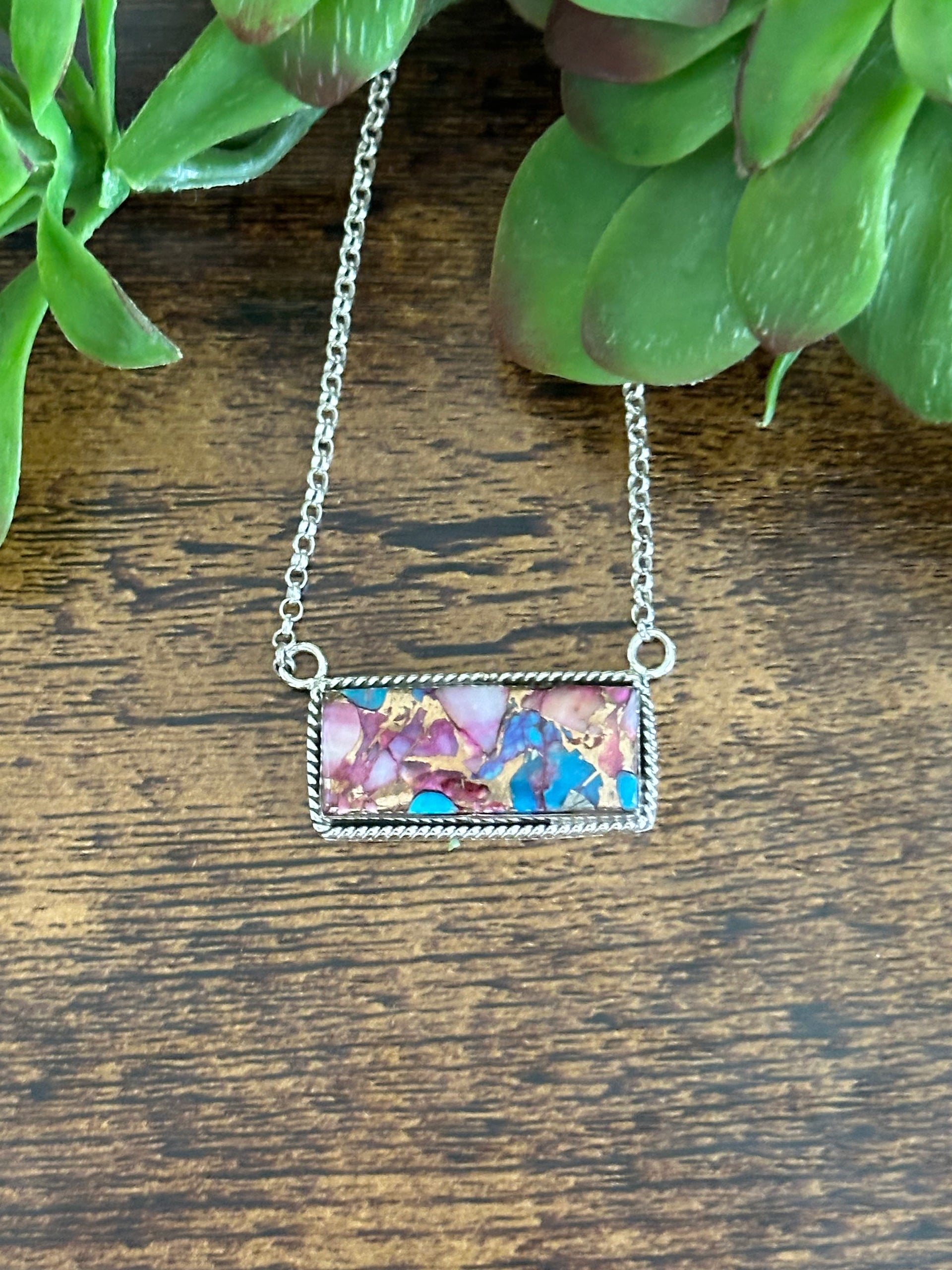 Southwest Made Mohave Turquoise & Sterling Silver Necklace