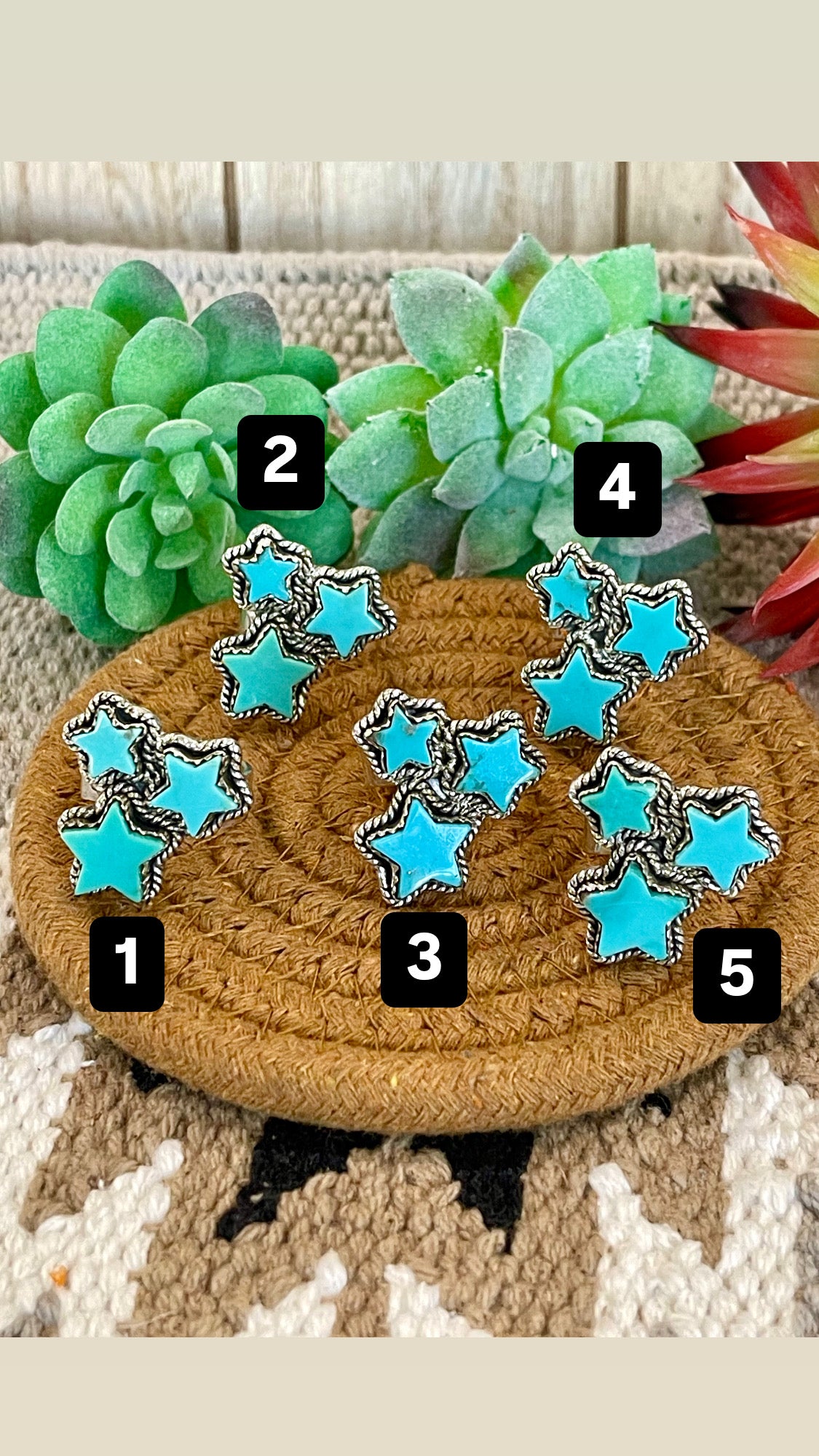 Southwest Handmade Kingman Turquoise & Sterling Silver Adjustable Star Ring