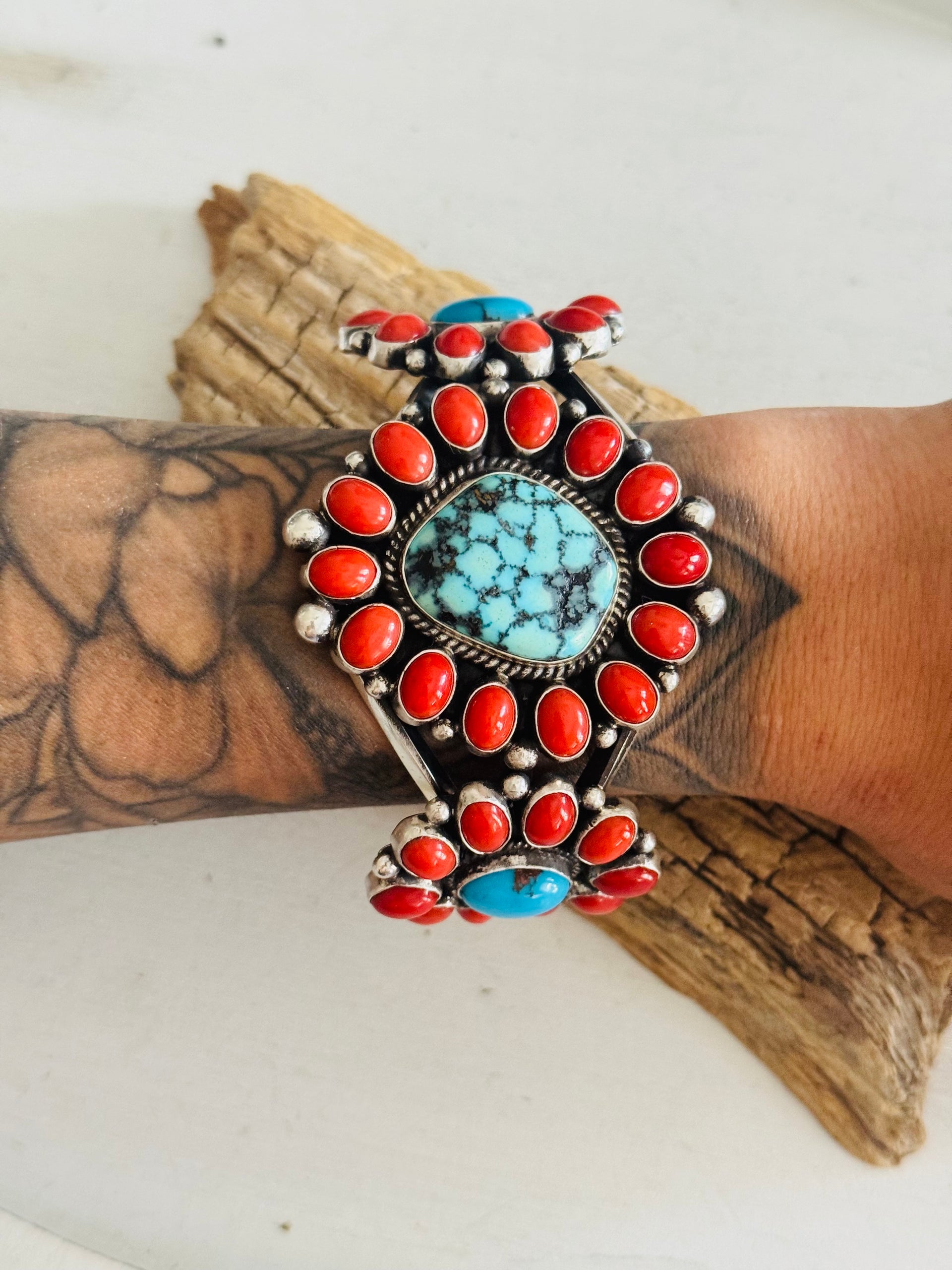 Tyler Brown Multi Stone & Sterling Silver Cluster Cuff Bracelet