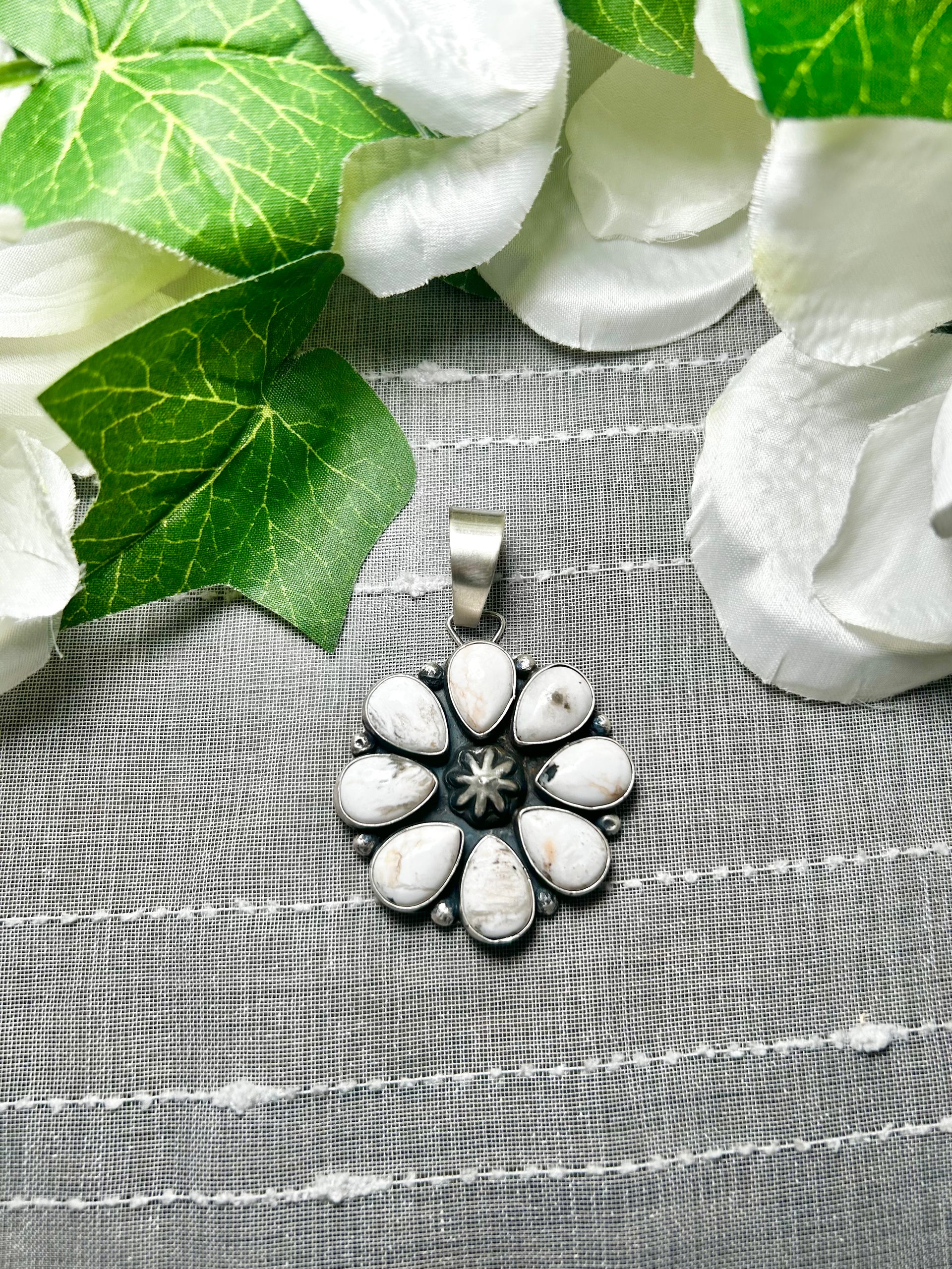 Rena Shelly White Buffalo & Sterling Silver Pendant