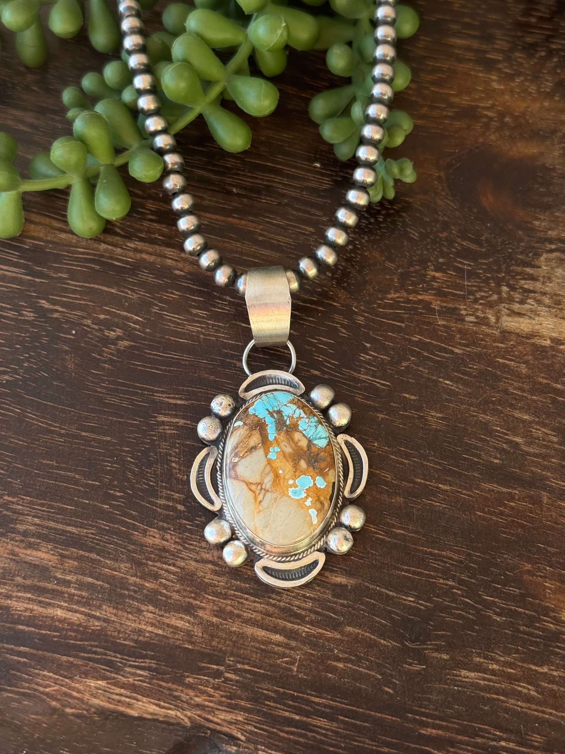 Navajo Made Royston Turquoise & Sterling Silver Pendant